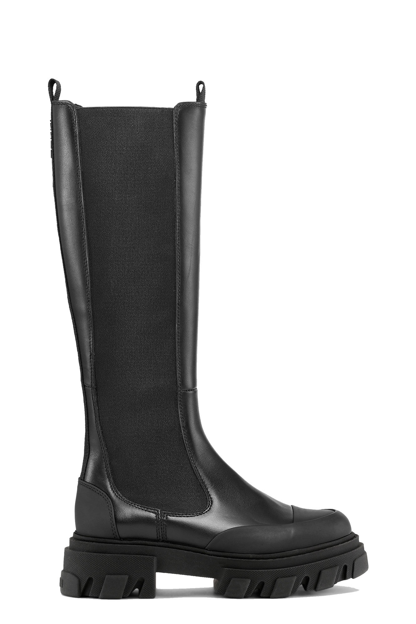 BLACK STITCH CLEATED HIGH CHELSEA BOOTS - 1