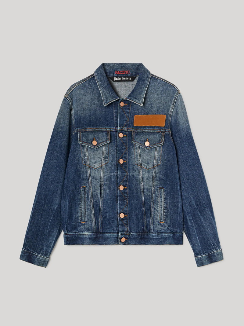 palm logo denim jacket - 1