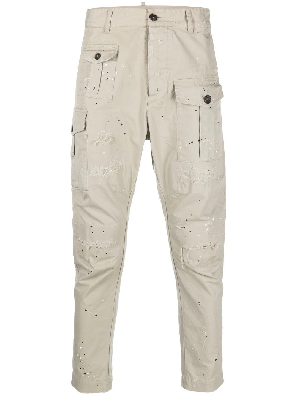 paint splatter-print cargo trousers - 1