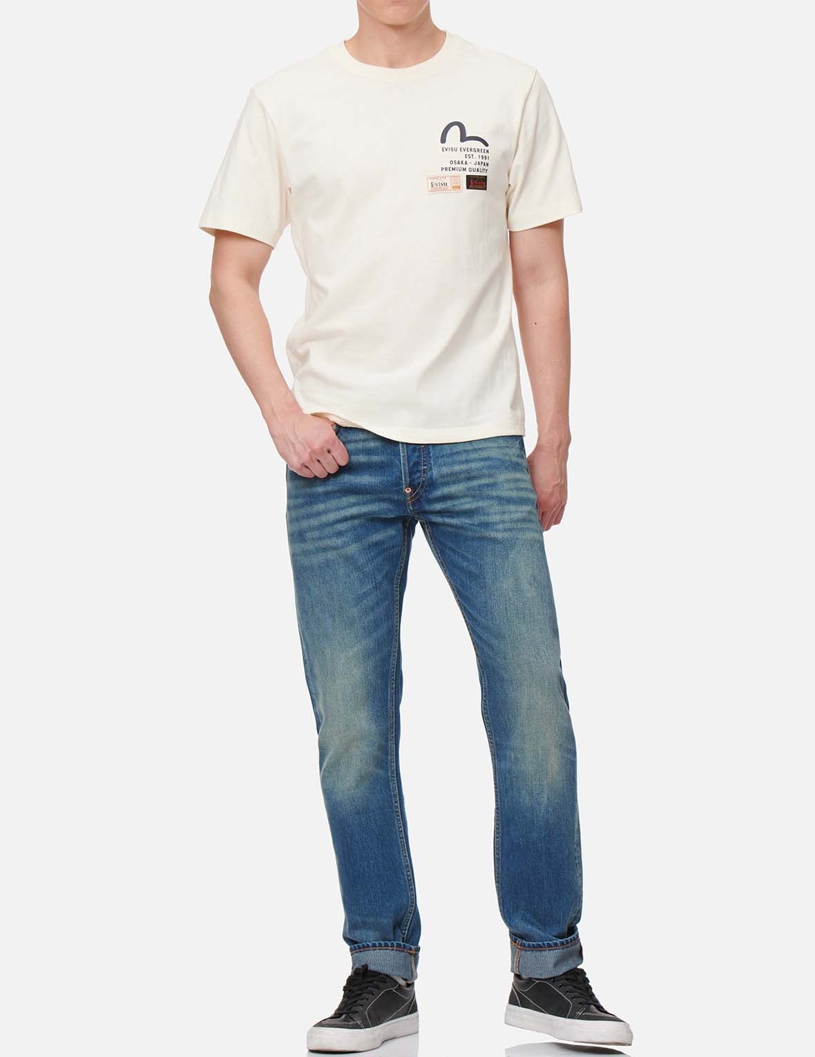 MISMATCHED KAMON PRINT SLIM FIT JEANS #2010 - 4
