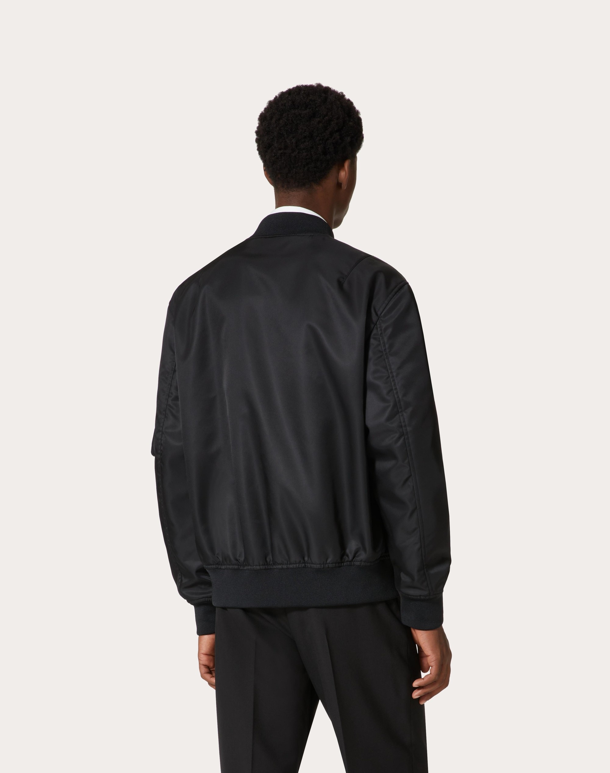 NYLON BOMBER JACKET WITH FLOWER EMBROIDERY - 4