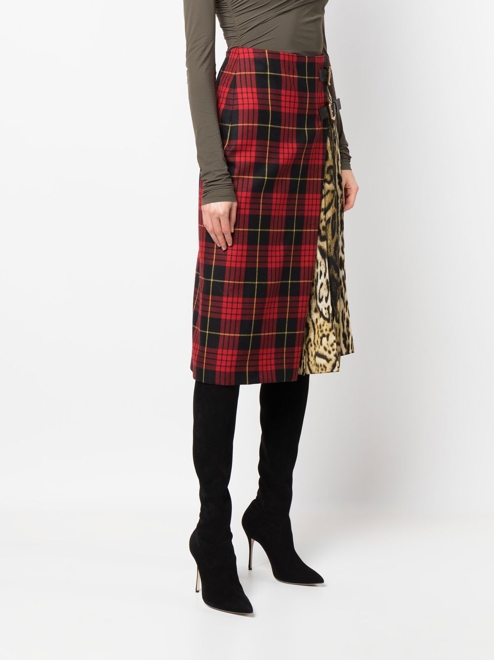 mix-print midi skirt - 3