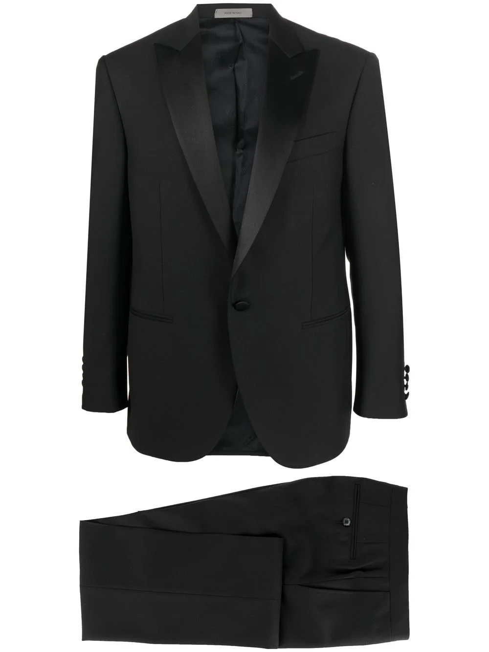 peak lapel single-breasted virgin-wool suit - 1