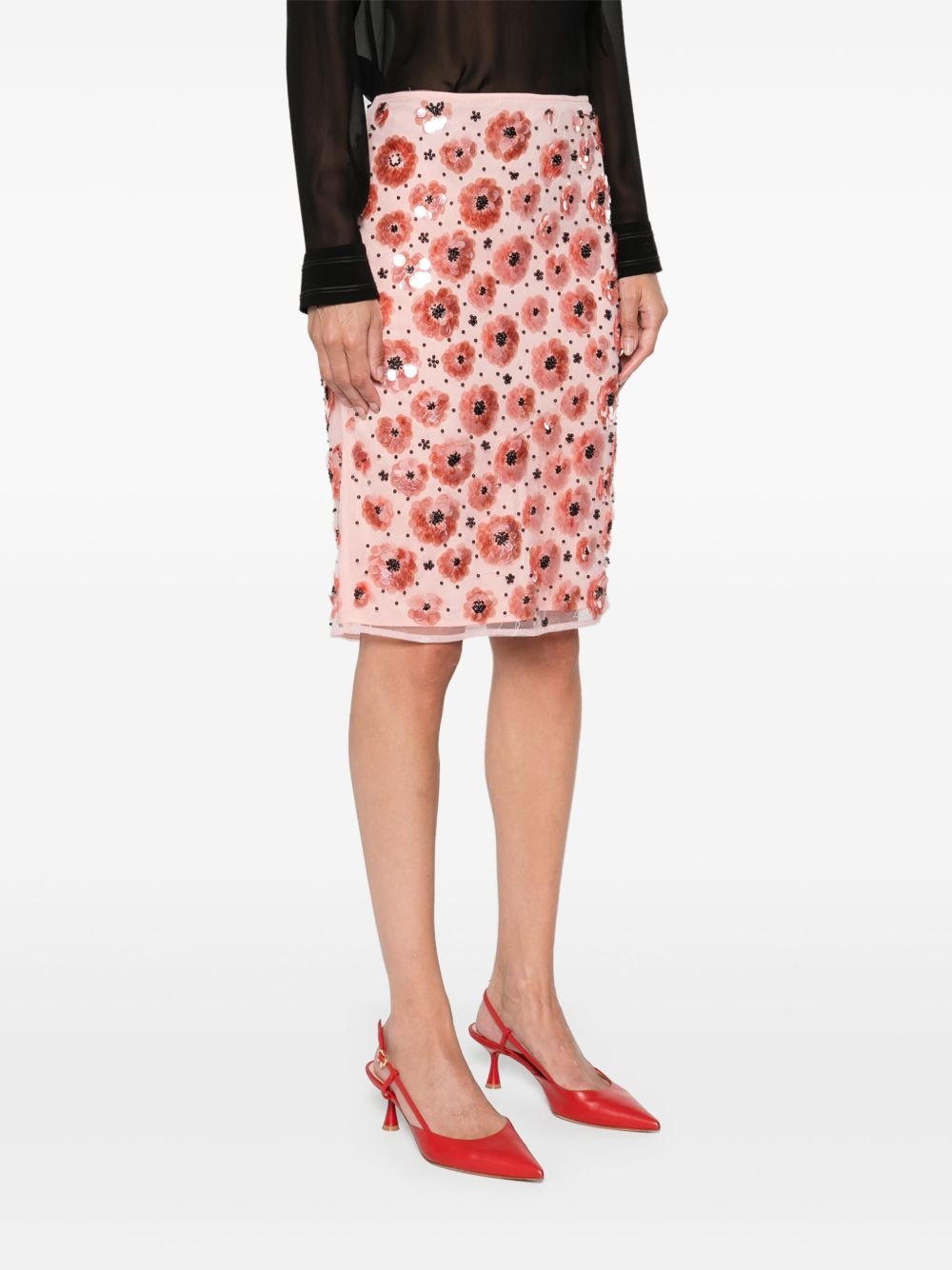 flower-sequins mini skirt - 3