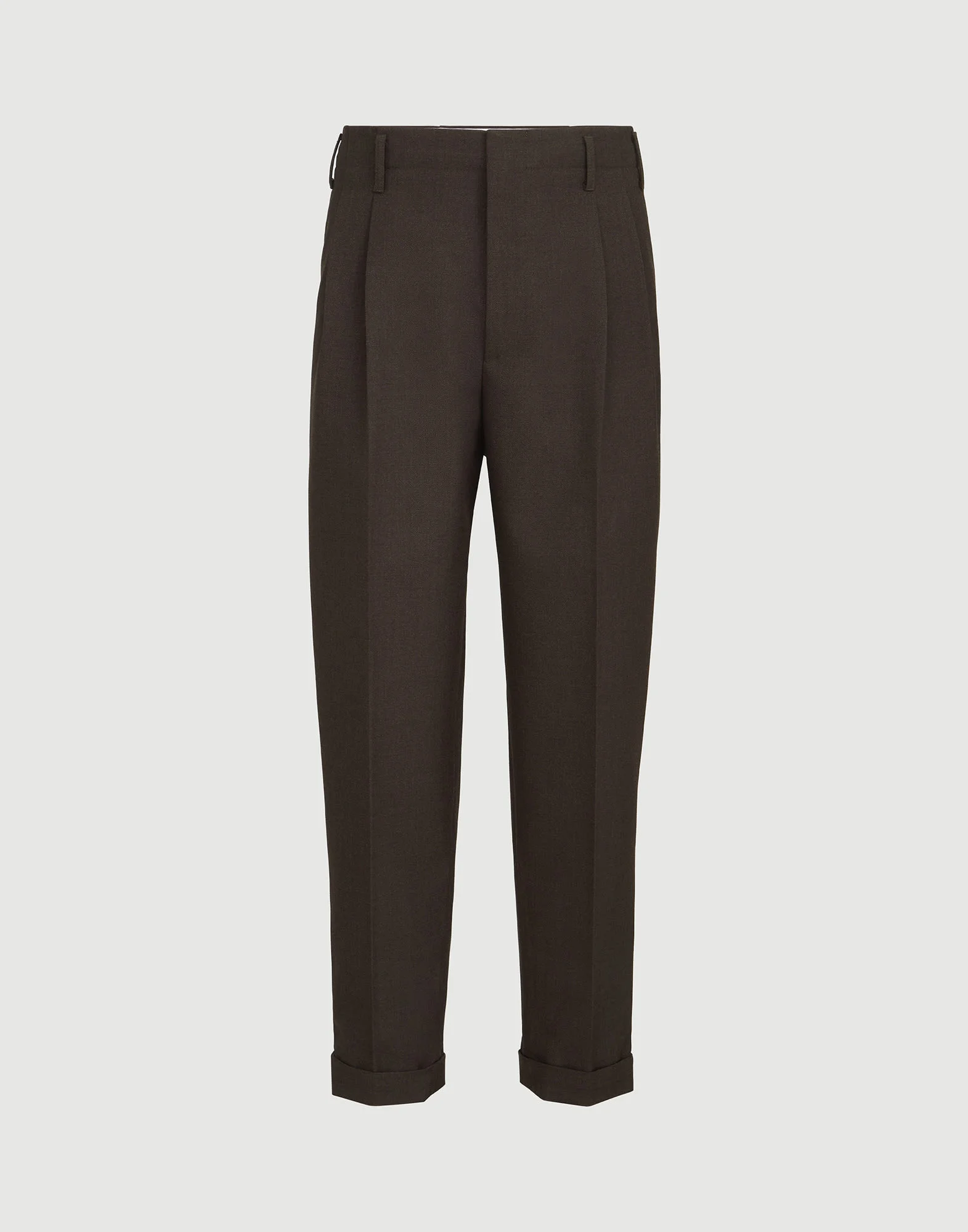 Virgin wool diagonal trousers with double pleats - 1