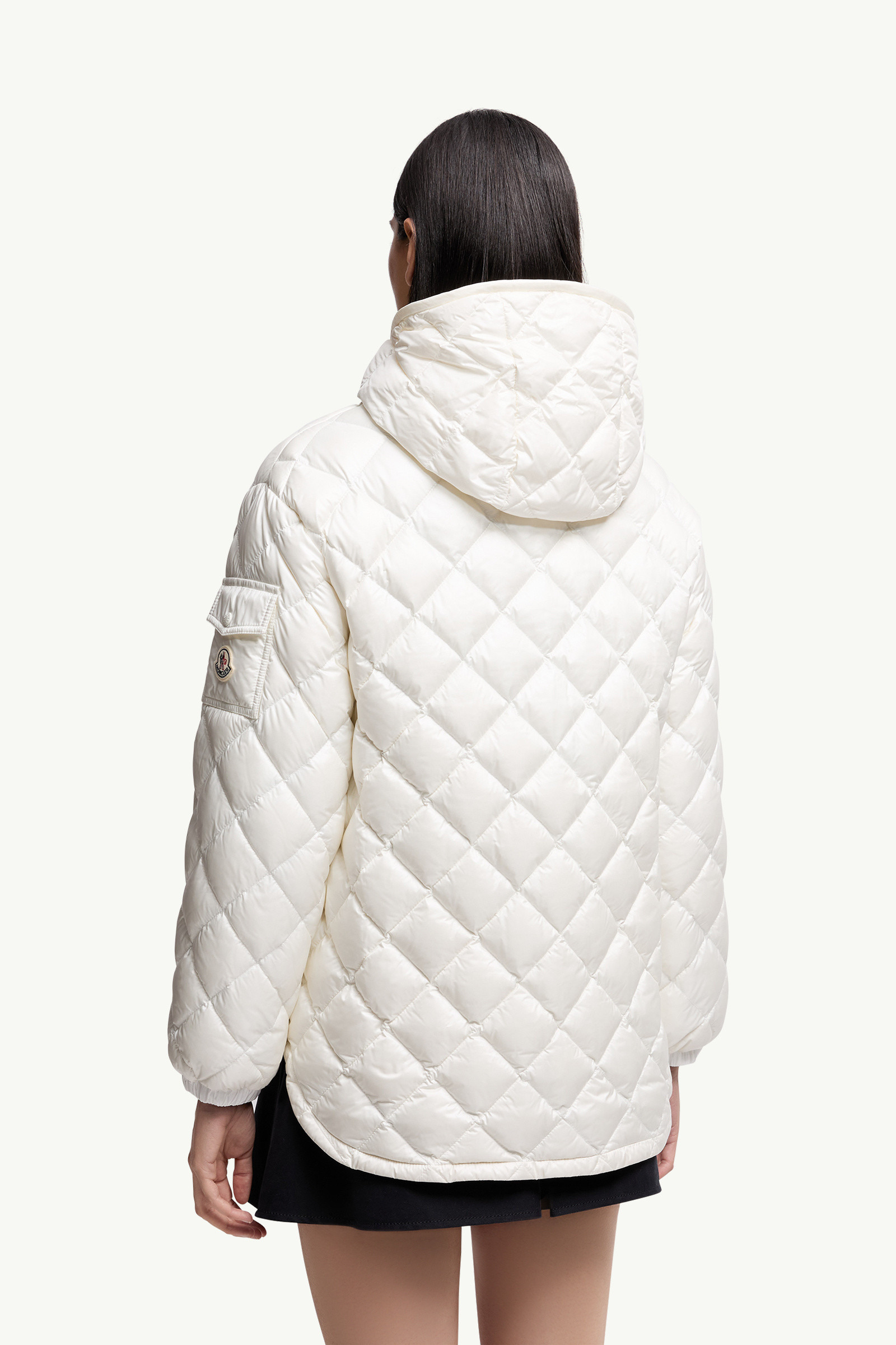 Diamond-Quilted Hooded Short Down Jacket - 5