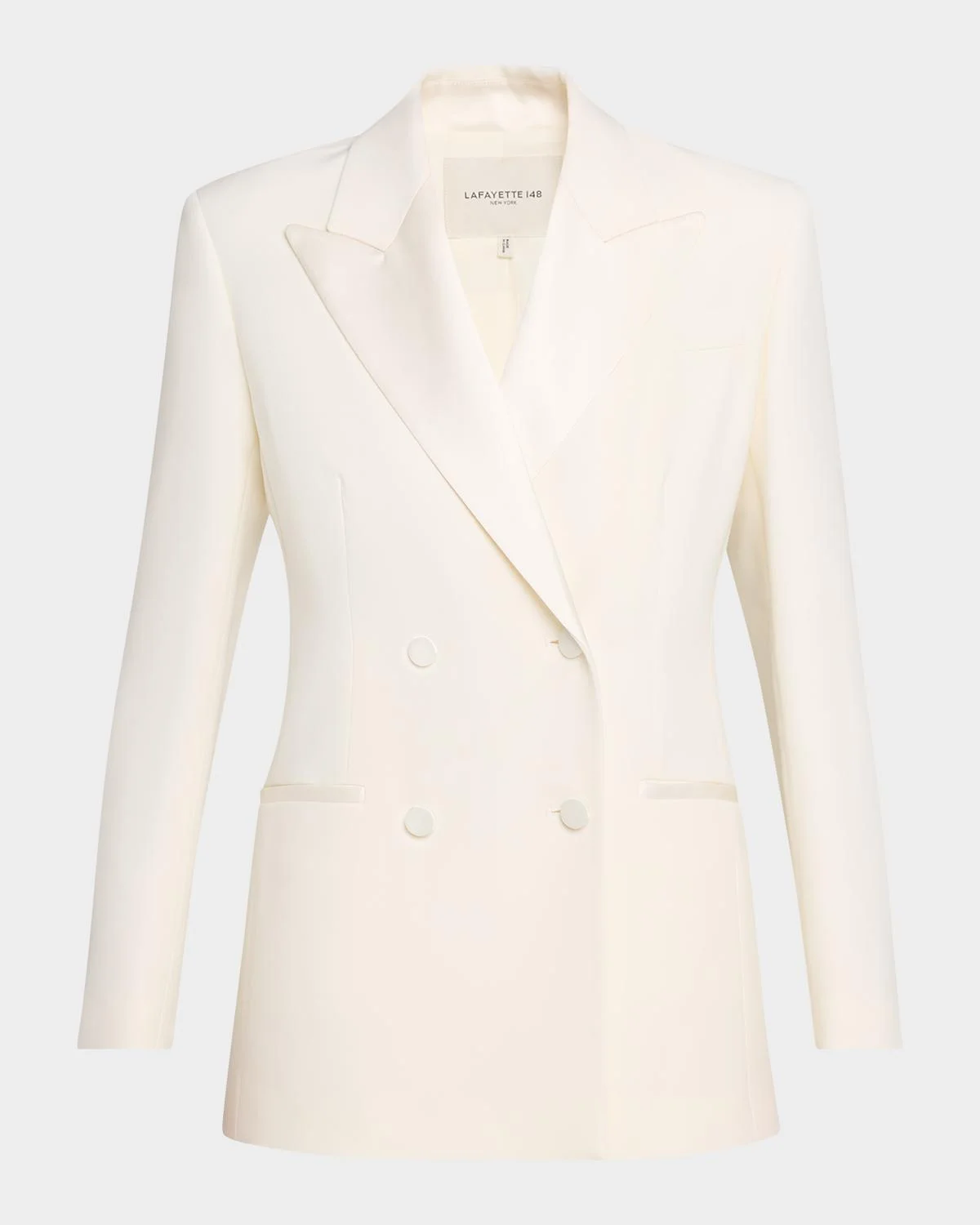 Double-Breasted Satin-Trim Jacket - 1