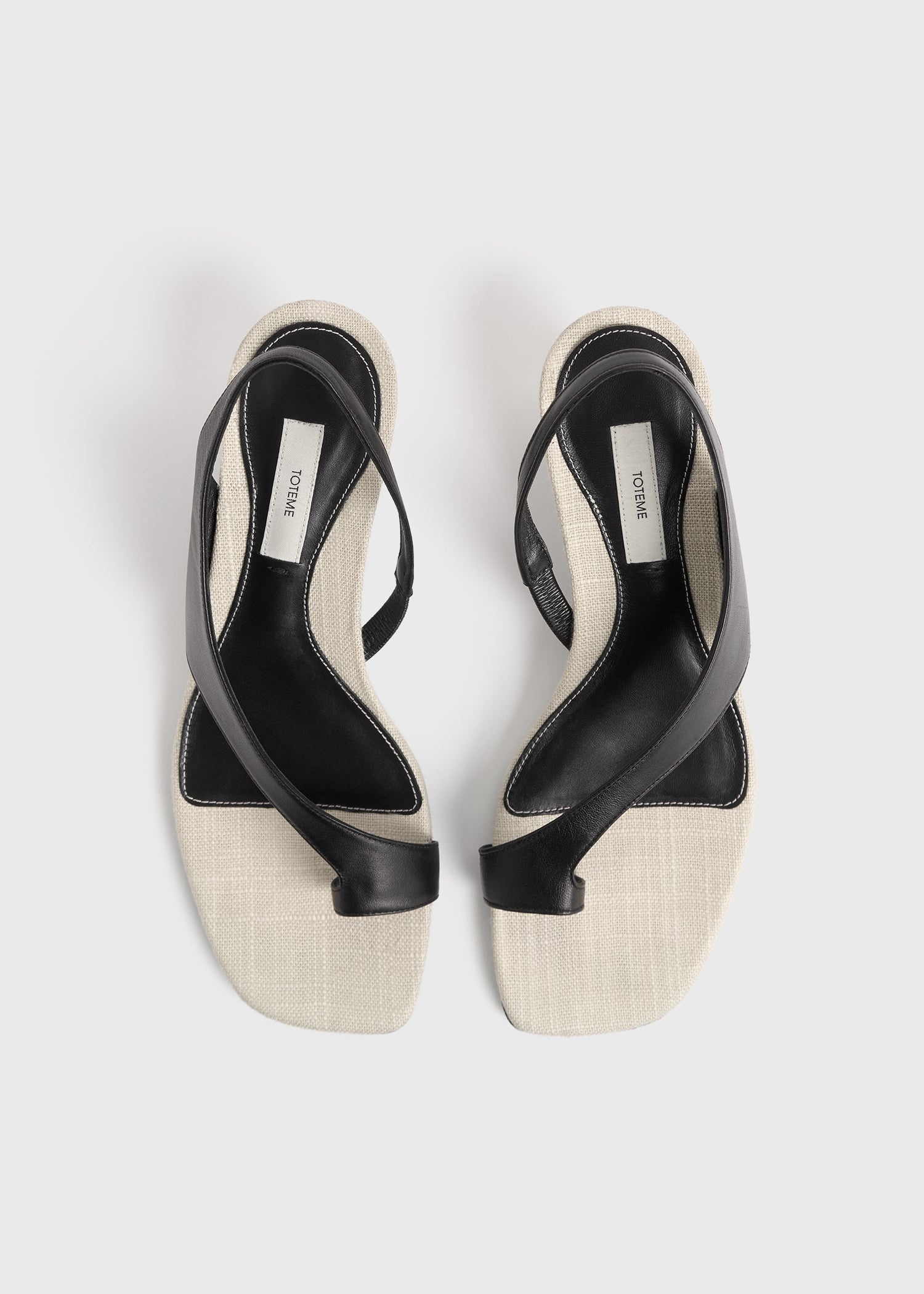 Leather heeled thong sandals black/sand - 5