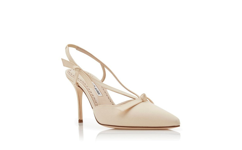 Dark Cream Crepe De Chine Slingback Mules 3