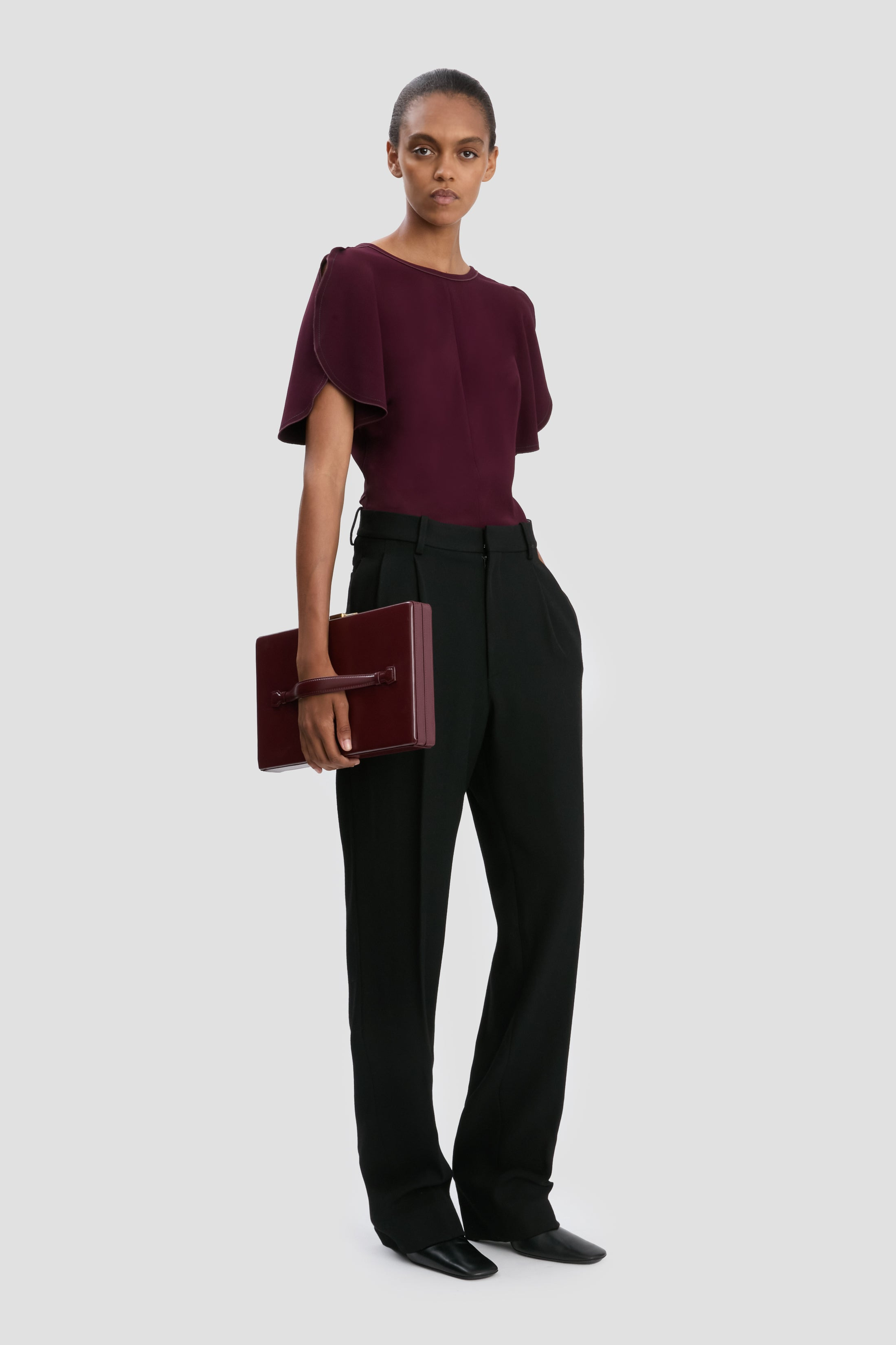 Drop-Waist Straight Leg Trouser In Black - 5