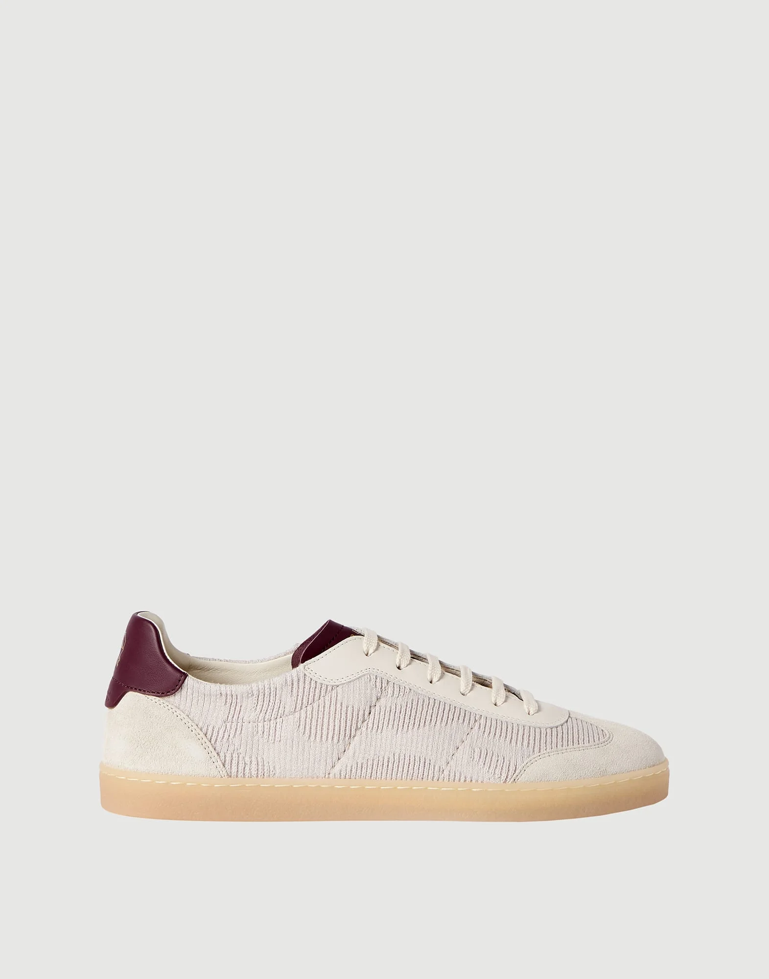 Cotton knit, suede and matte calfskin sneakers - 1