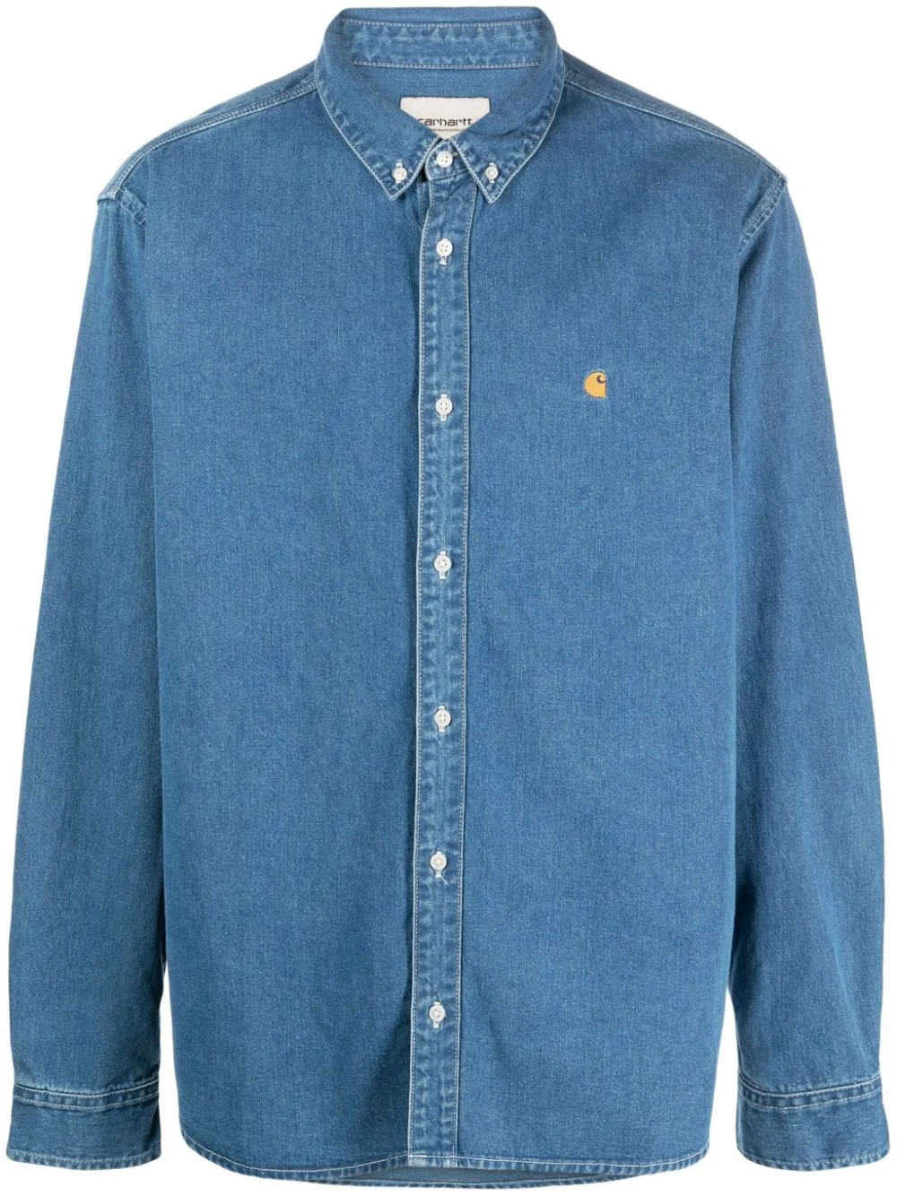 logo-embroidered denim shirt - 1