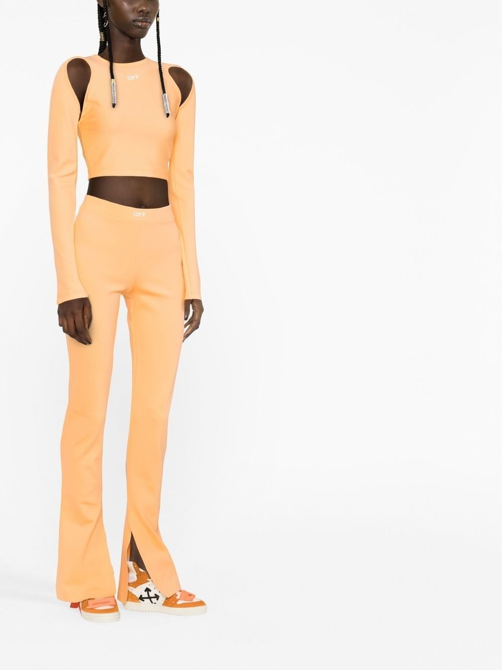 cut-out long-sleeve crop top - 4