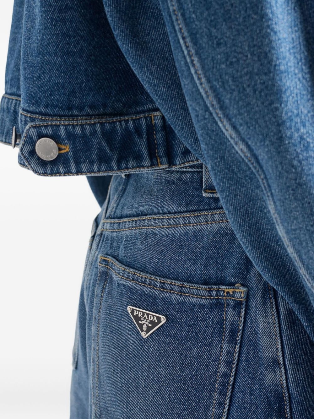 high-rise patch-pocket denim shorts - 5