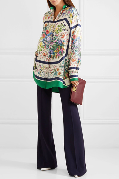 GUCCI Oversized printed silk-twill shirt outlook