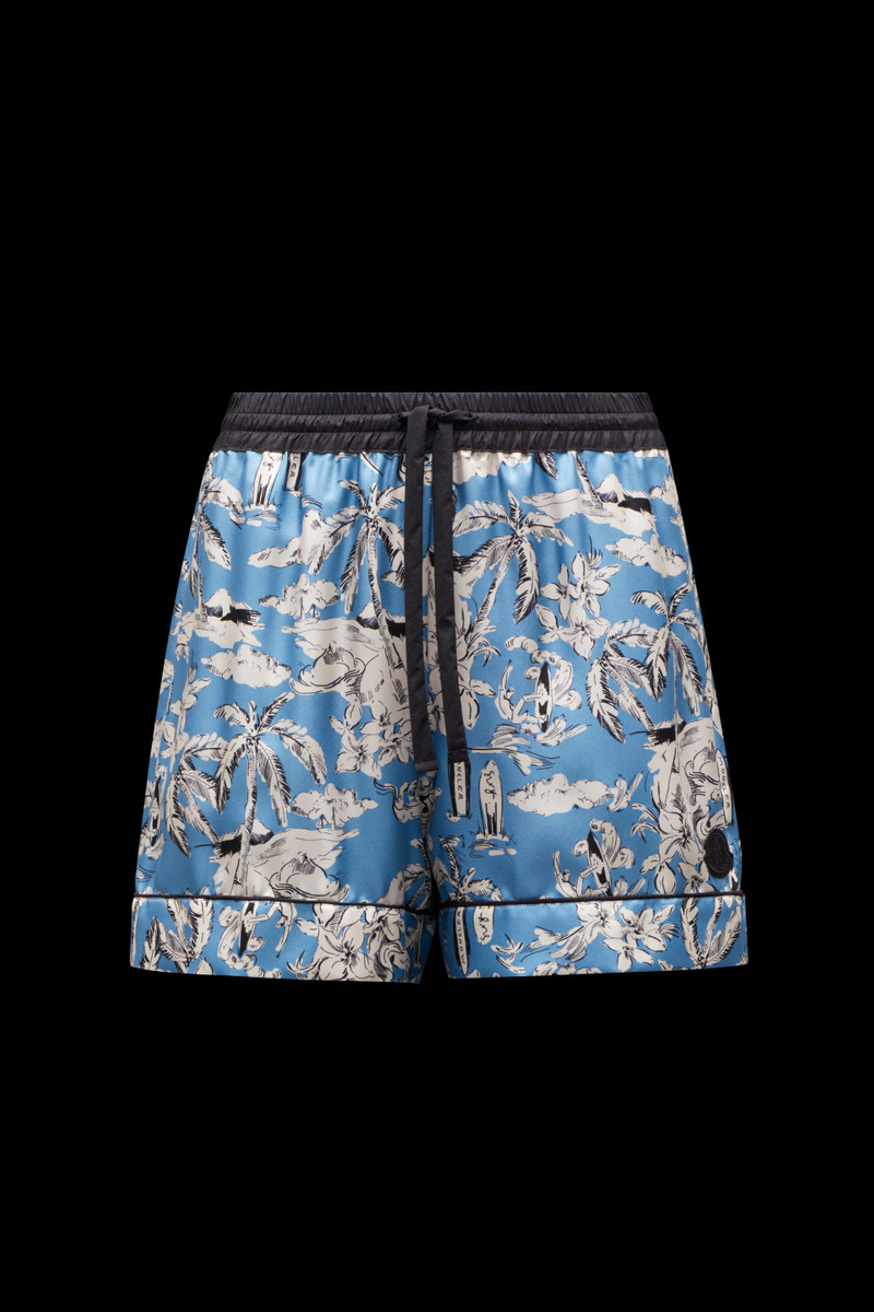 Palm Print Silk Shorts - 1
