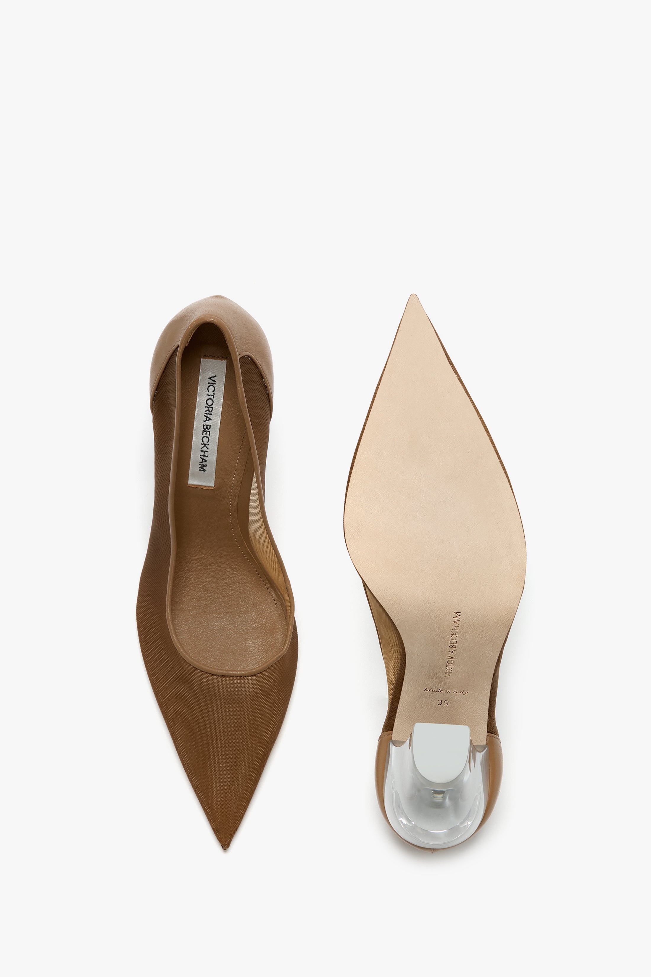 Transparent Heel Mesh Pump In Tan - 5