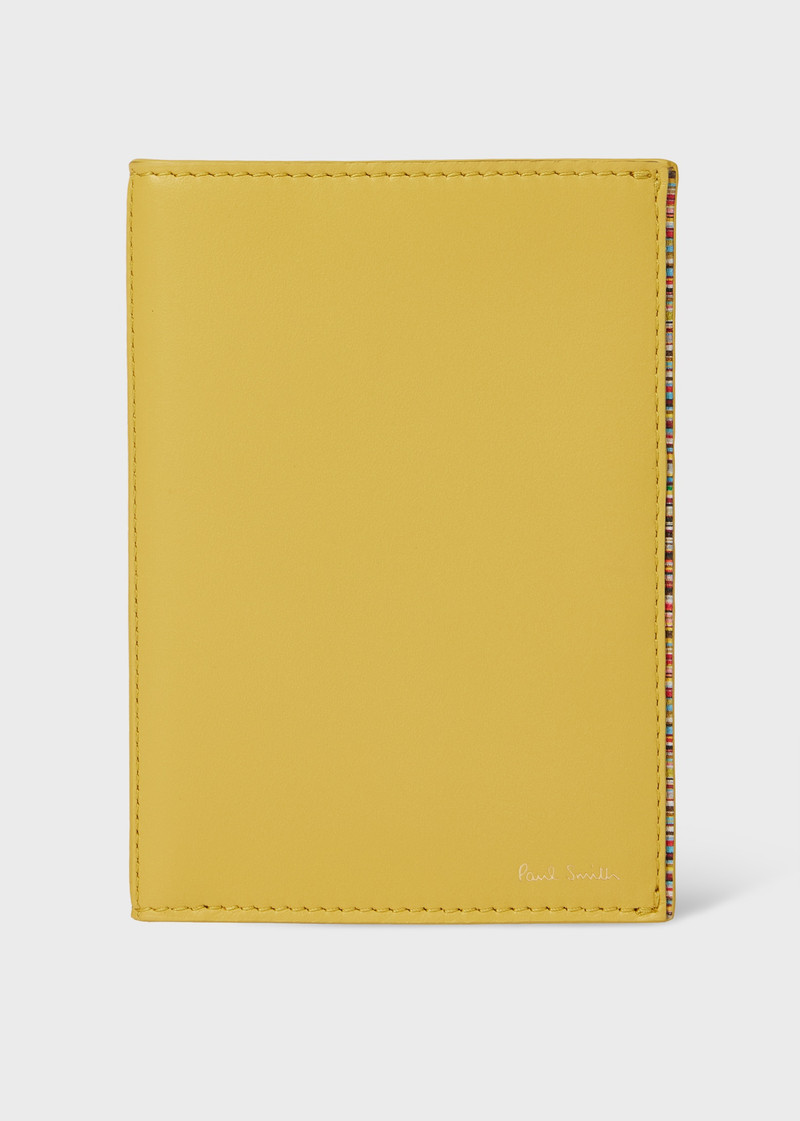 Yellow Leather 'Signature Stripe' Trim Passport Holder 1