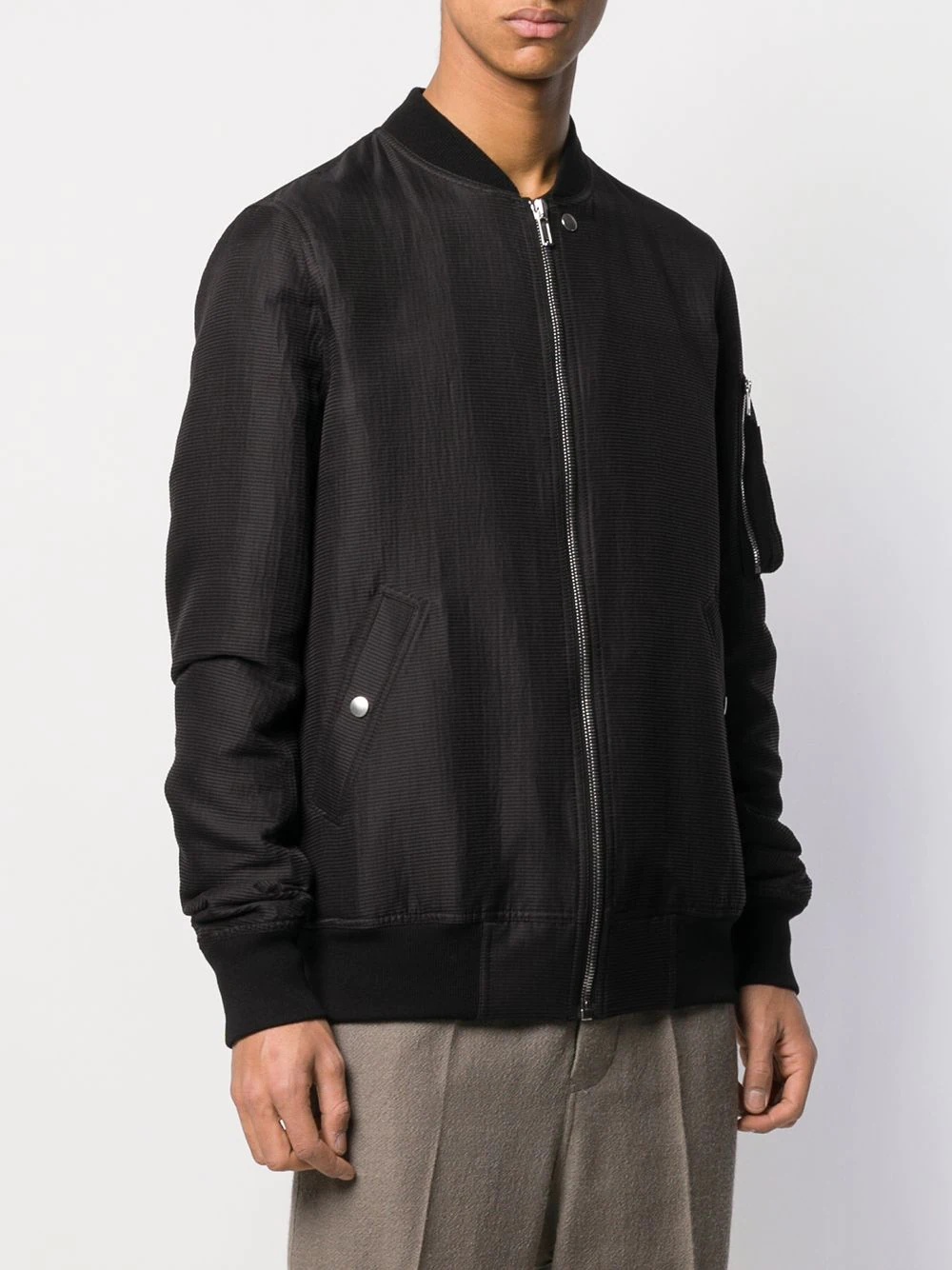 bomber jacket with rib collar - 3