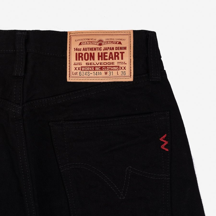 IH-634S-142bb 14oz Selvedge Denim Straight Cut Jeans - Black/Black - 7