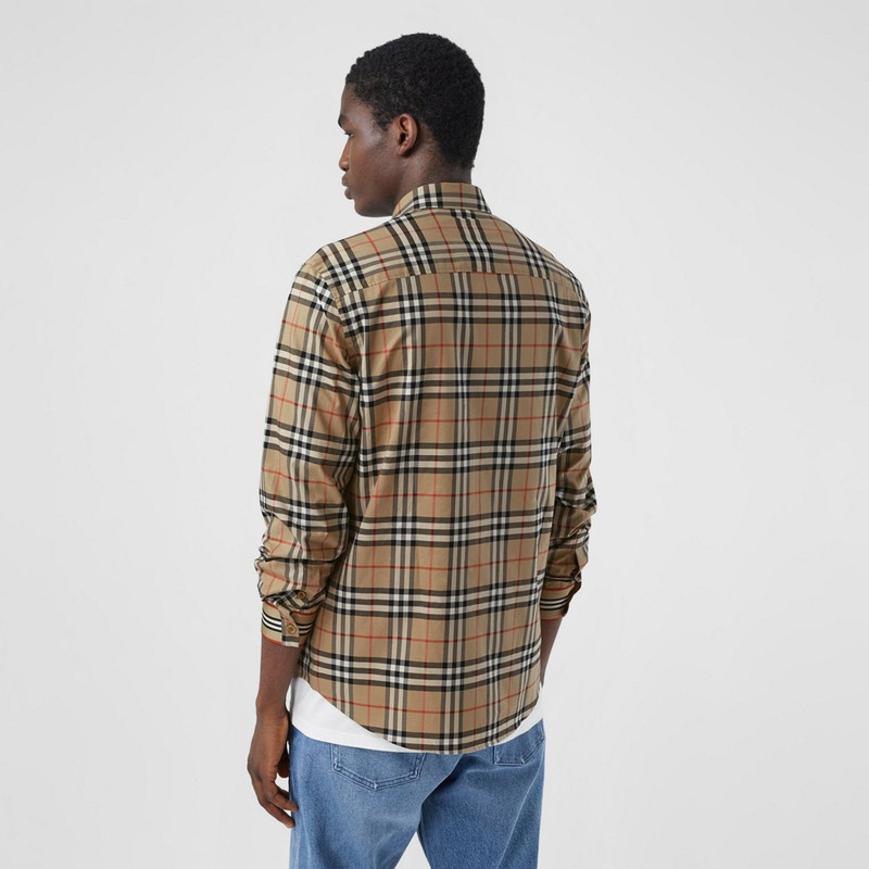 Icon Stripe Cuff Vintage Check Cotton Shirt 4