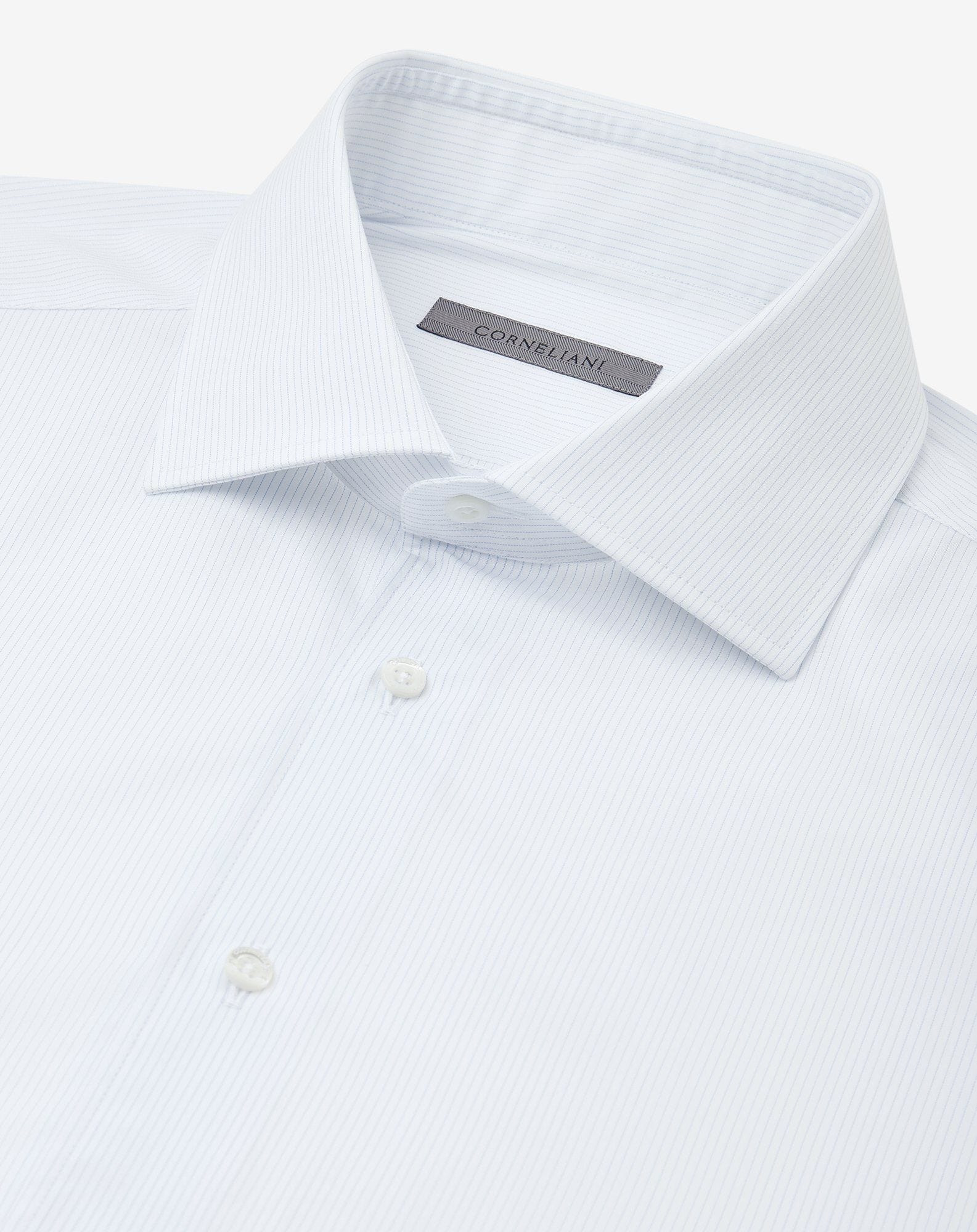 White cotton shirt with light Blue micro stripes - 4