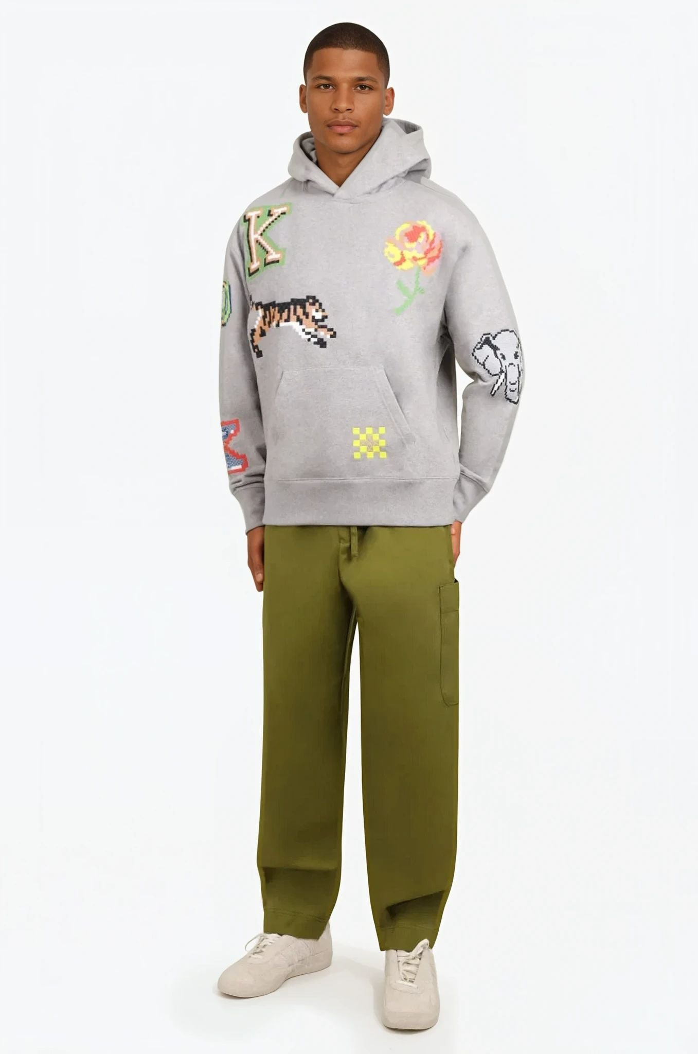PIXEL OVERSIZE HOODIE | PEARL GREY - 2