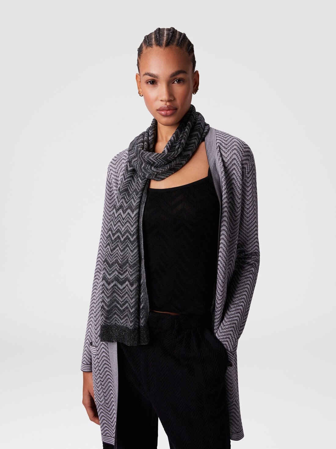 Zig zag viscose blend scarf - 3