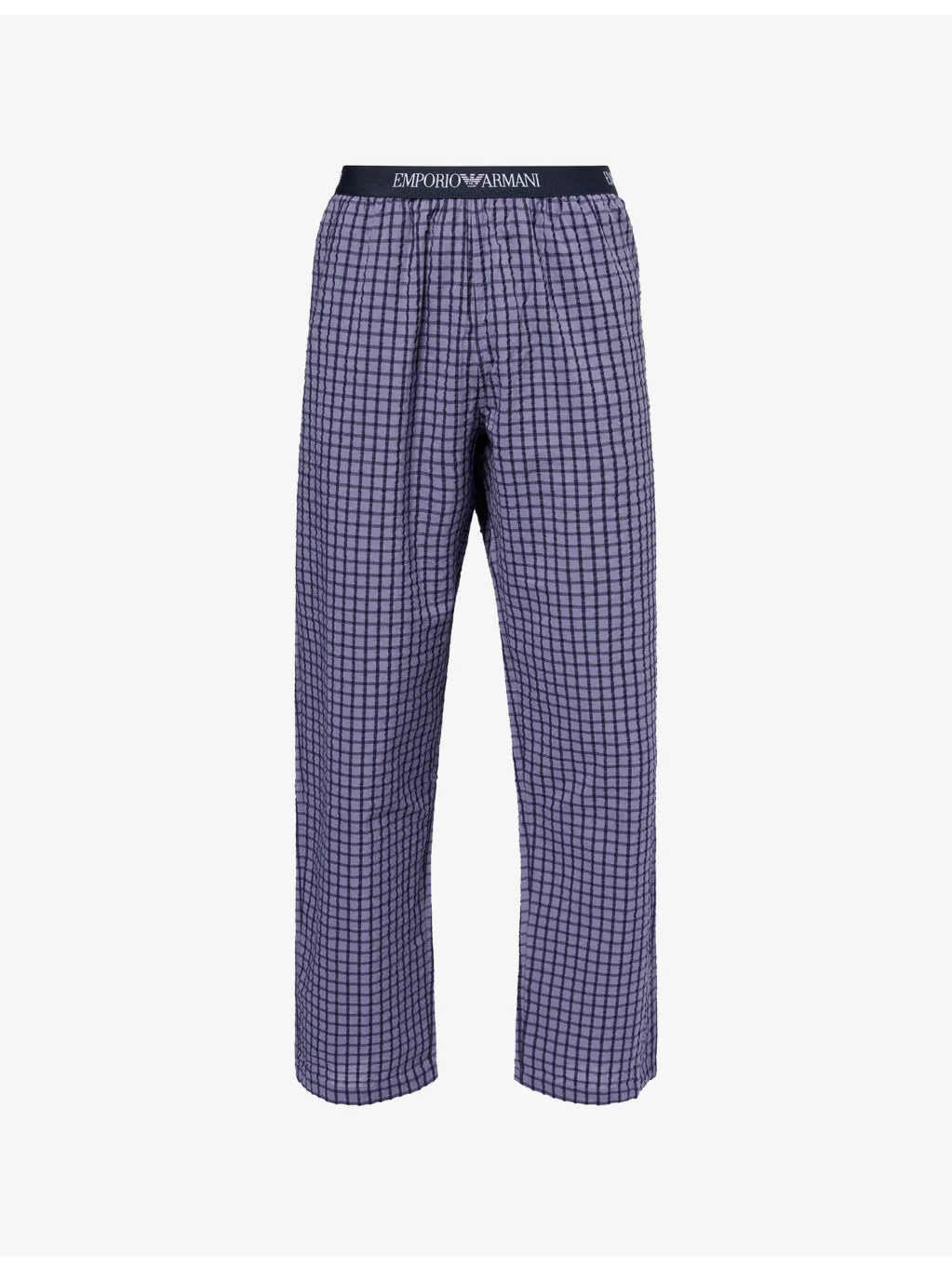 Branded-Waistband Checked Cotton Pyjama Bottoms - 1