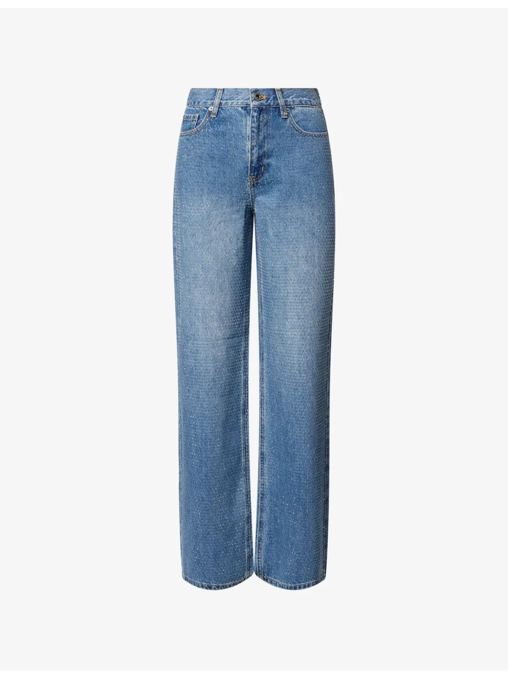 Rhinestone Straight-Leg Denim Jeans - 1