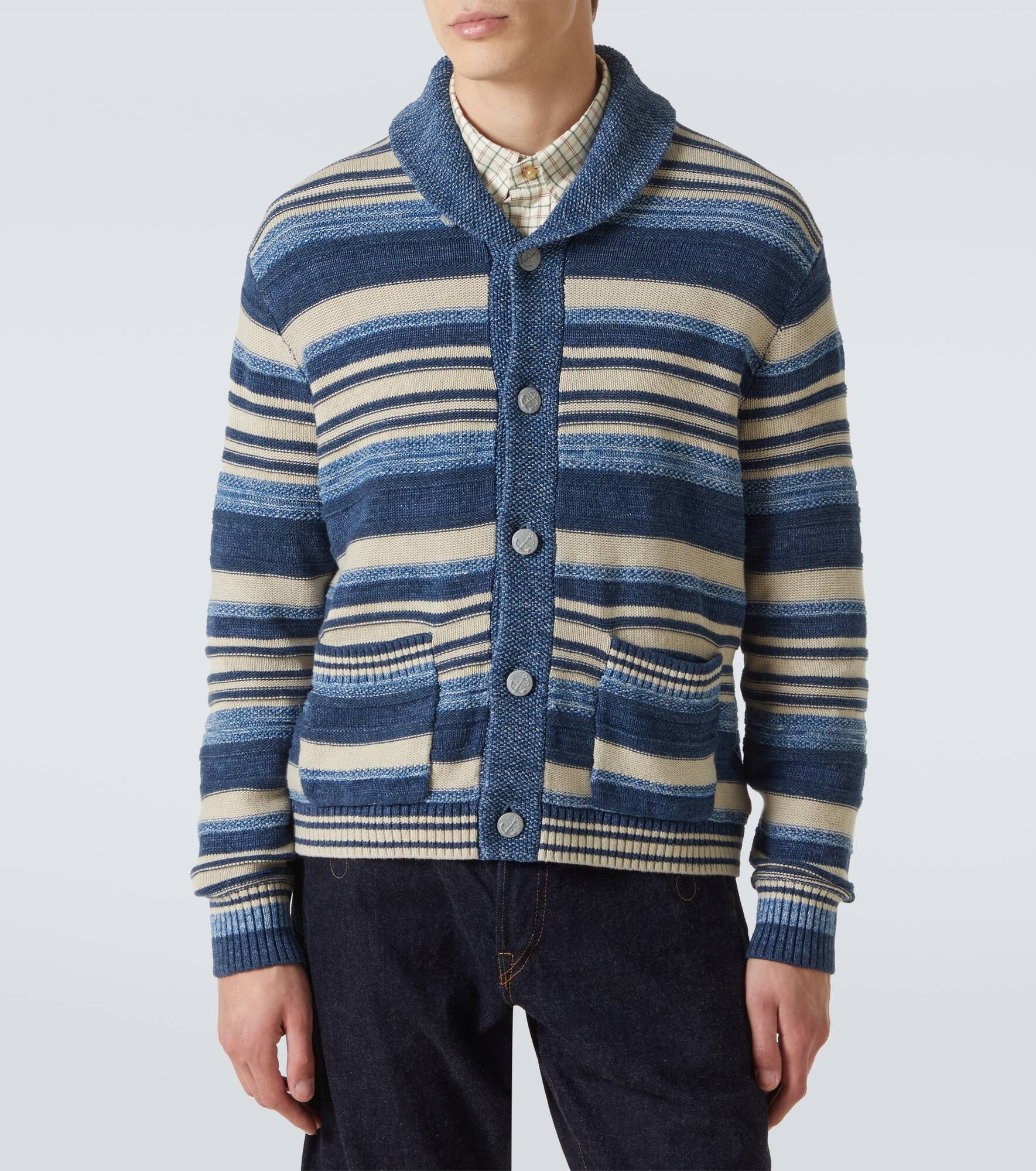 Striped cotton and linen cardigan - 3
