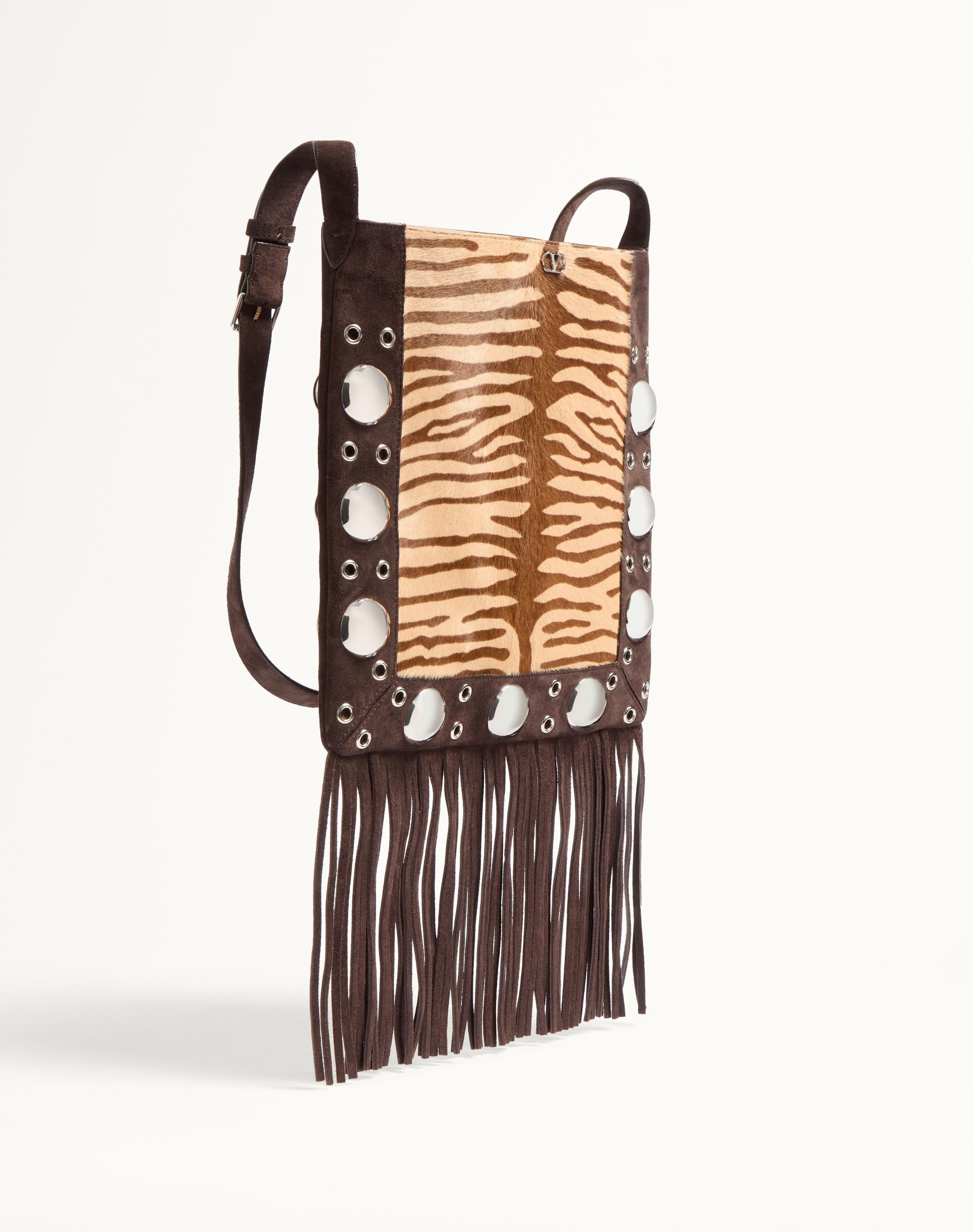 VALENTINO GARAVANI NELLCÔTE SHOULDER BAG IN ANIMALIER PONY-EFFECT CALFSKIN WITH FRINGES - 3