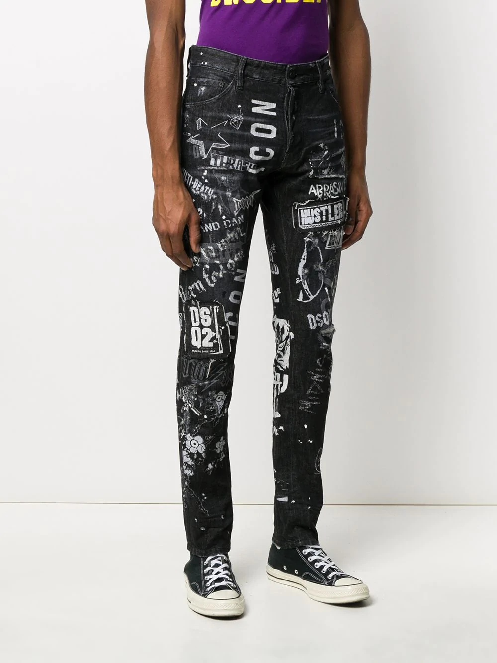 graphic print slim-fit jeans - 3