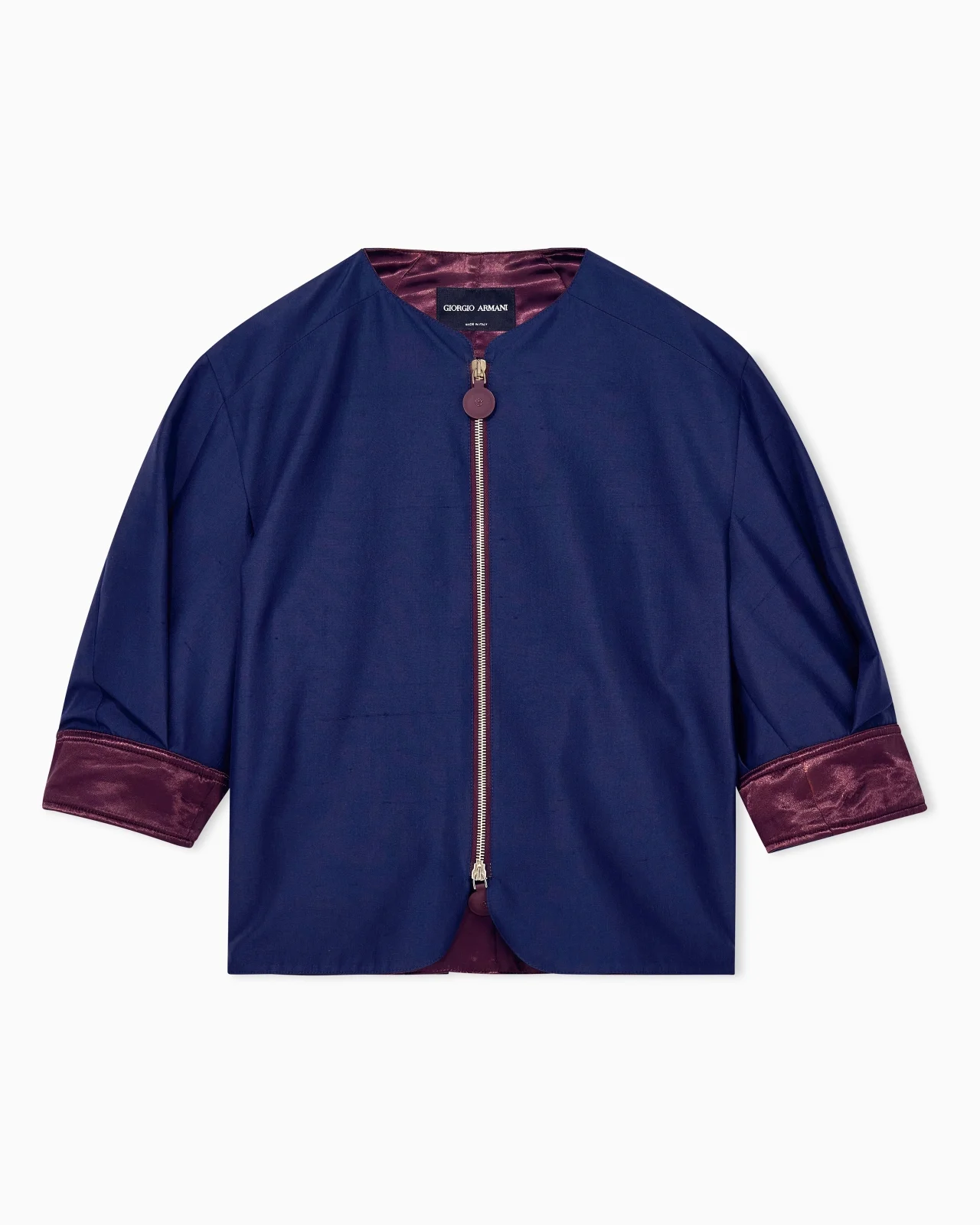 CABAN COAT IN SILK SHANGTUNG WITH BACK DRAWSTRING - 1