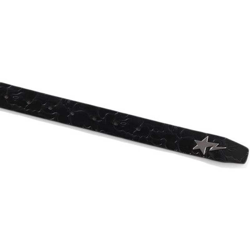 A BATHING APE® BAPE Neon Camo Narrow Leather Belt 'Black' outlook