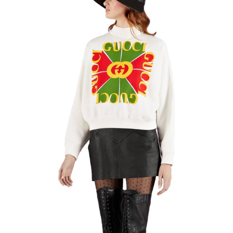 (WMNS) Gucci Vintage logo cotton sweatshirt 'Off White' 717406-XJE5N-9095 - 2