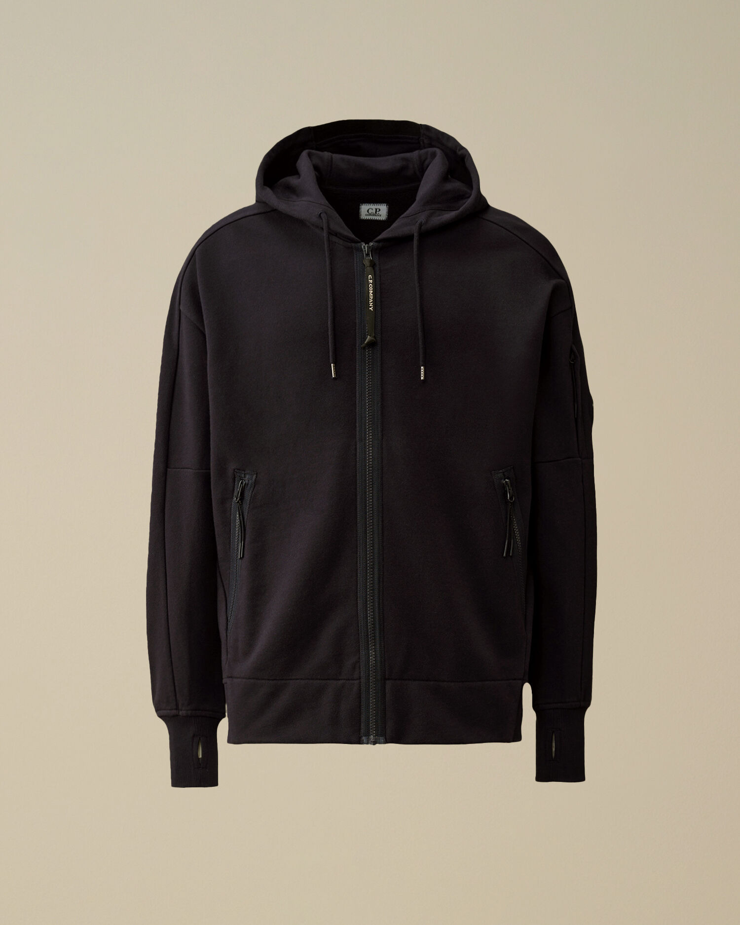 Diagonal Raised Fleece Full Zip Hooded Sweatshirt - 1