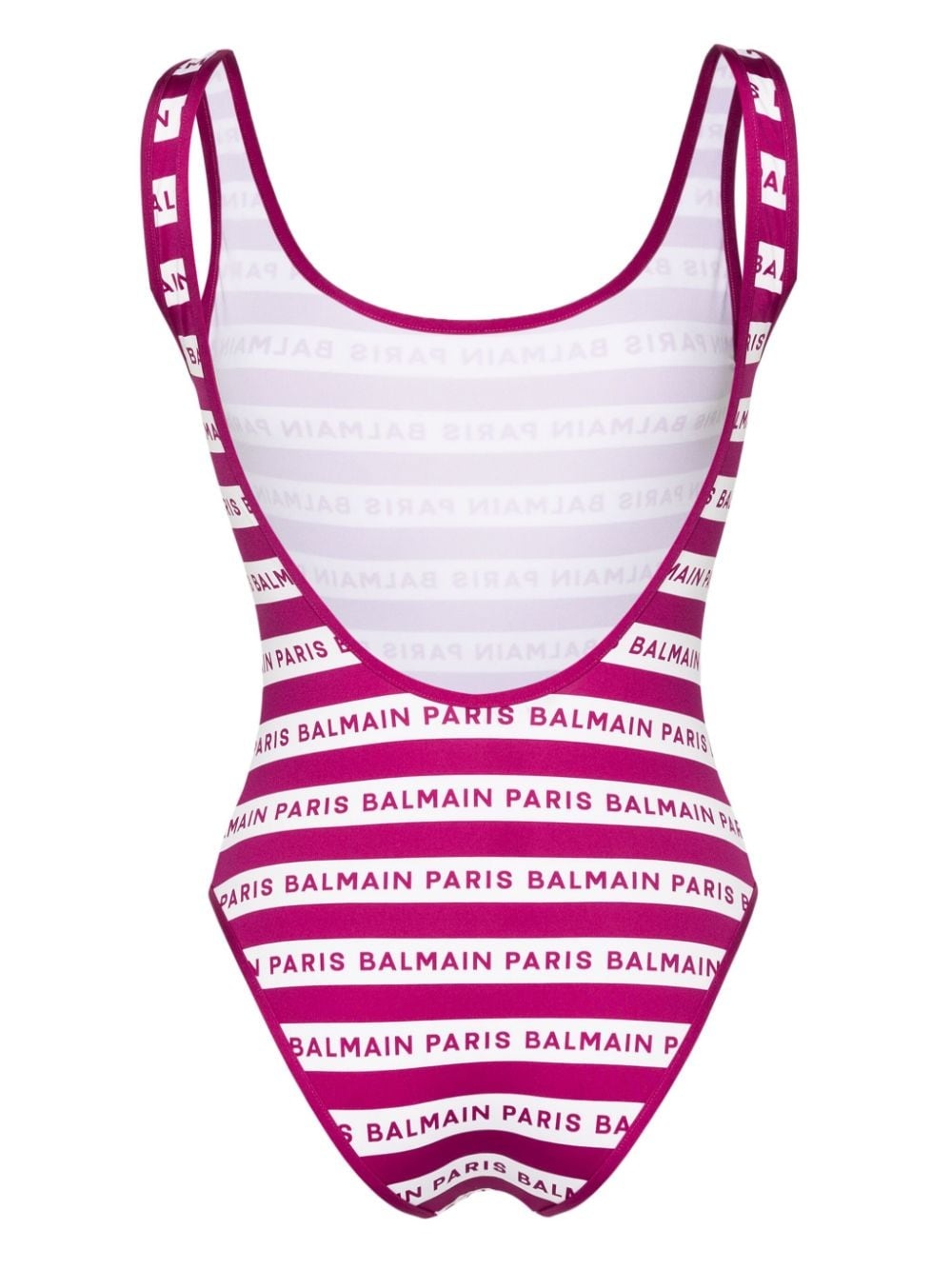 logo-print striped swimsuit - 2