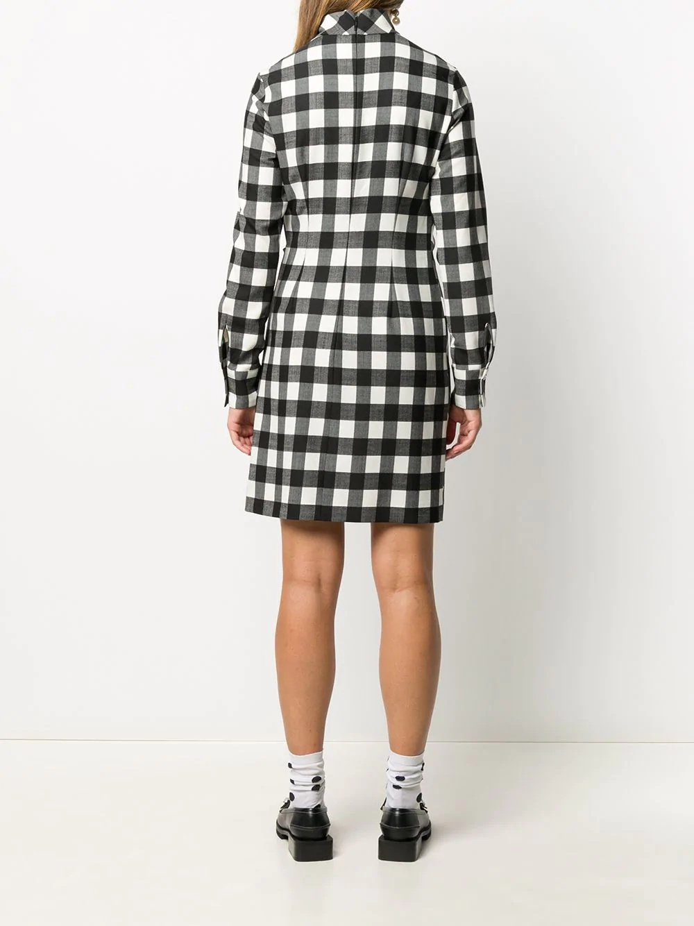 front-pleat checked dress - 4