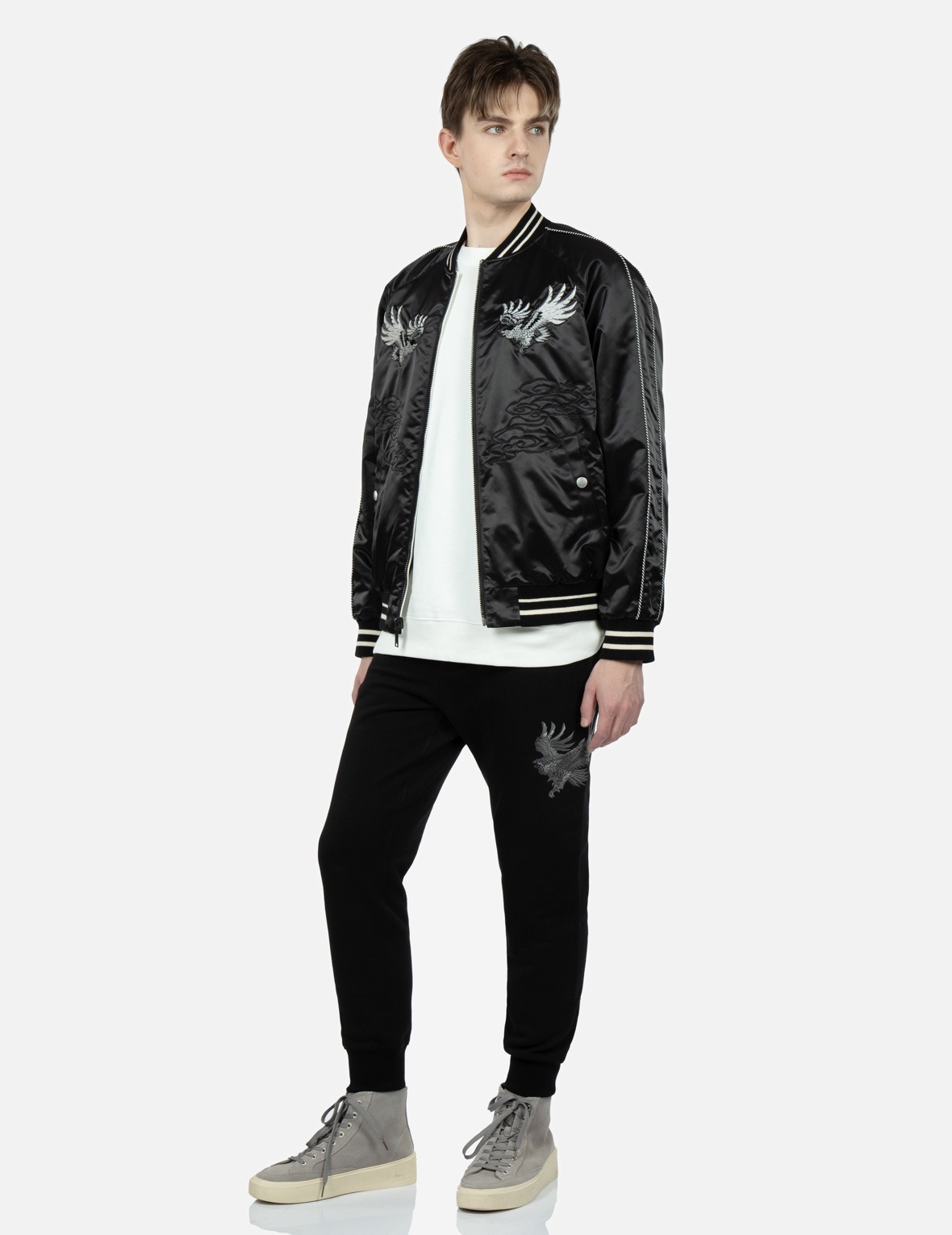 EAGLE AND LOGO EMBROIDERY REVERSIBLE SOUVENIR JACKET - 13
