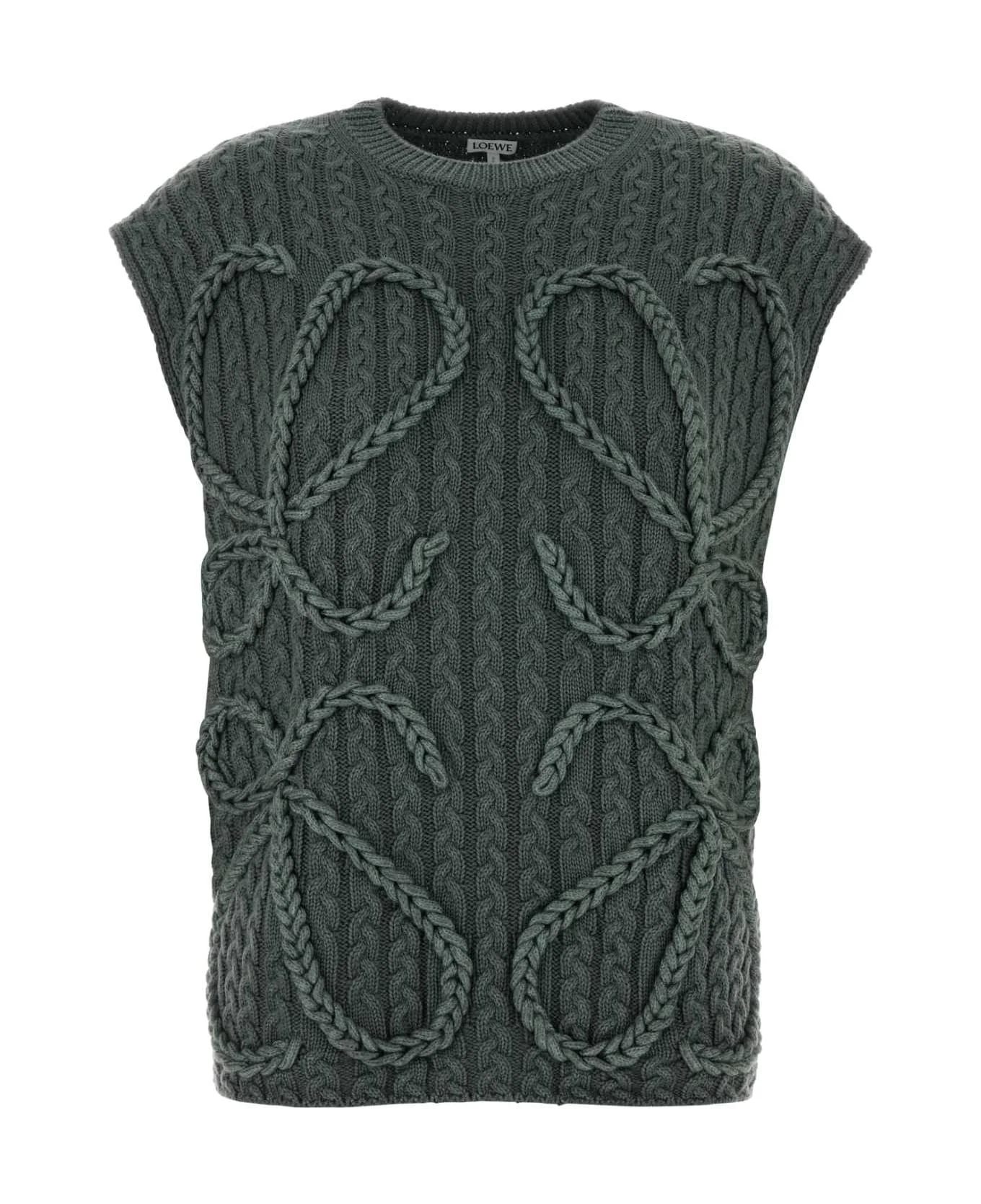 Khaki Stretch Wool Oversize Vest - 1