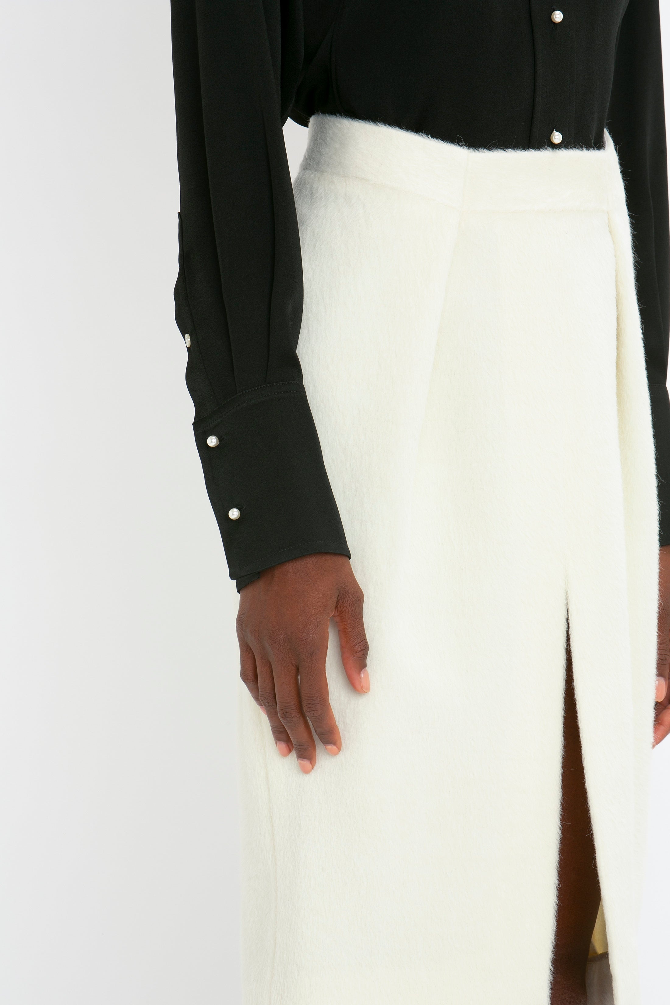 Tailored Midi Skirt In Ivory - 5