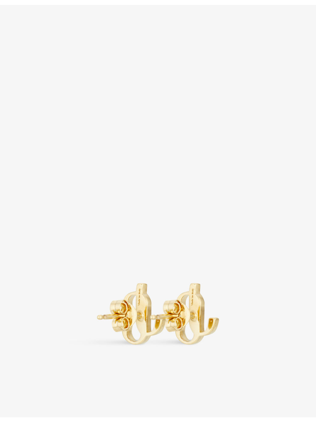 JC logo-embellished gold-toned brass stud earrings - 4