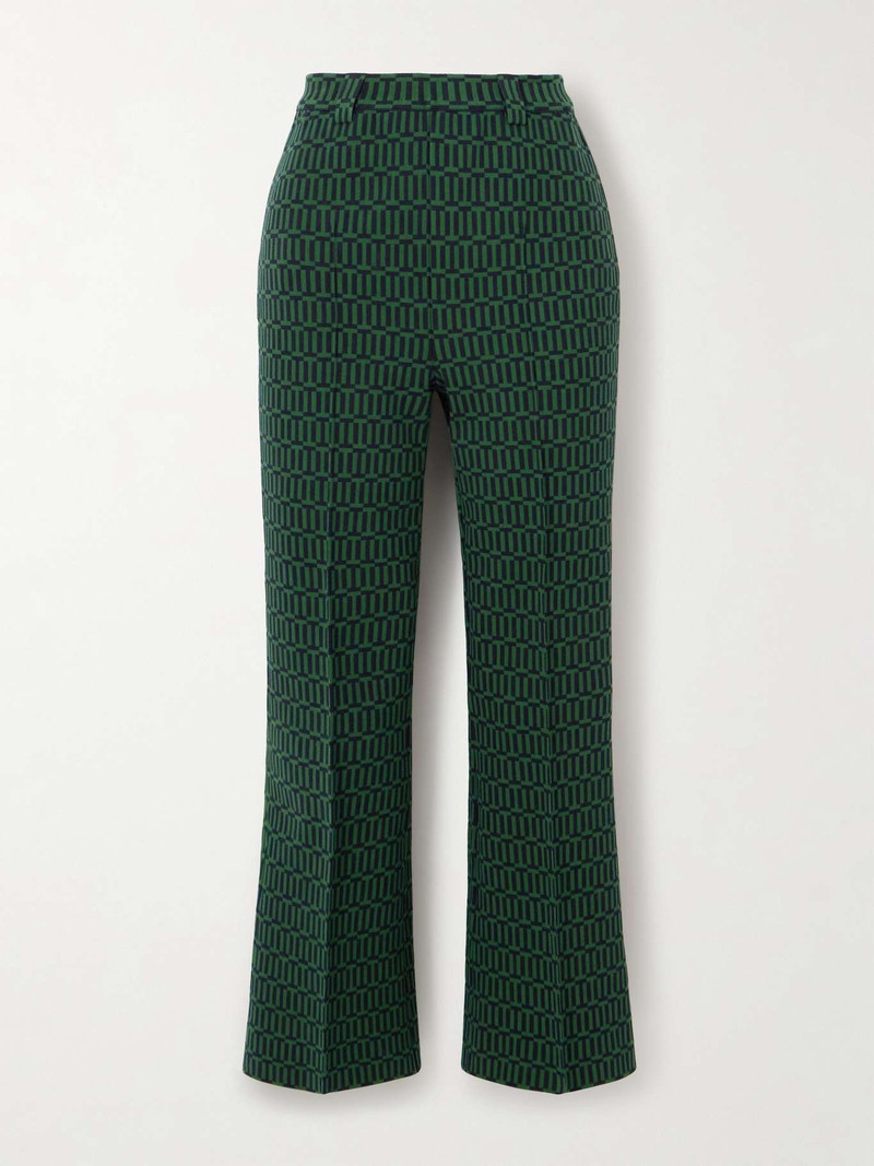 Charlie cotton-blend jacquard slim-leg pants Green - 1