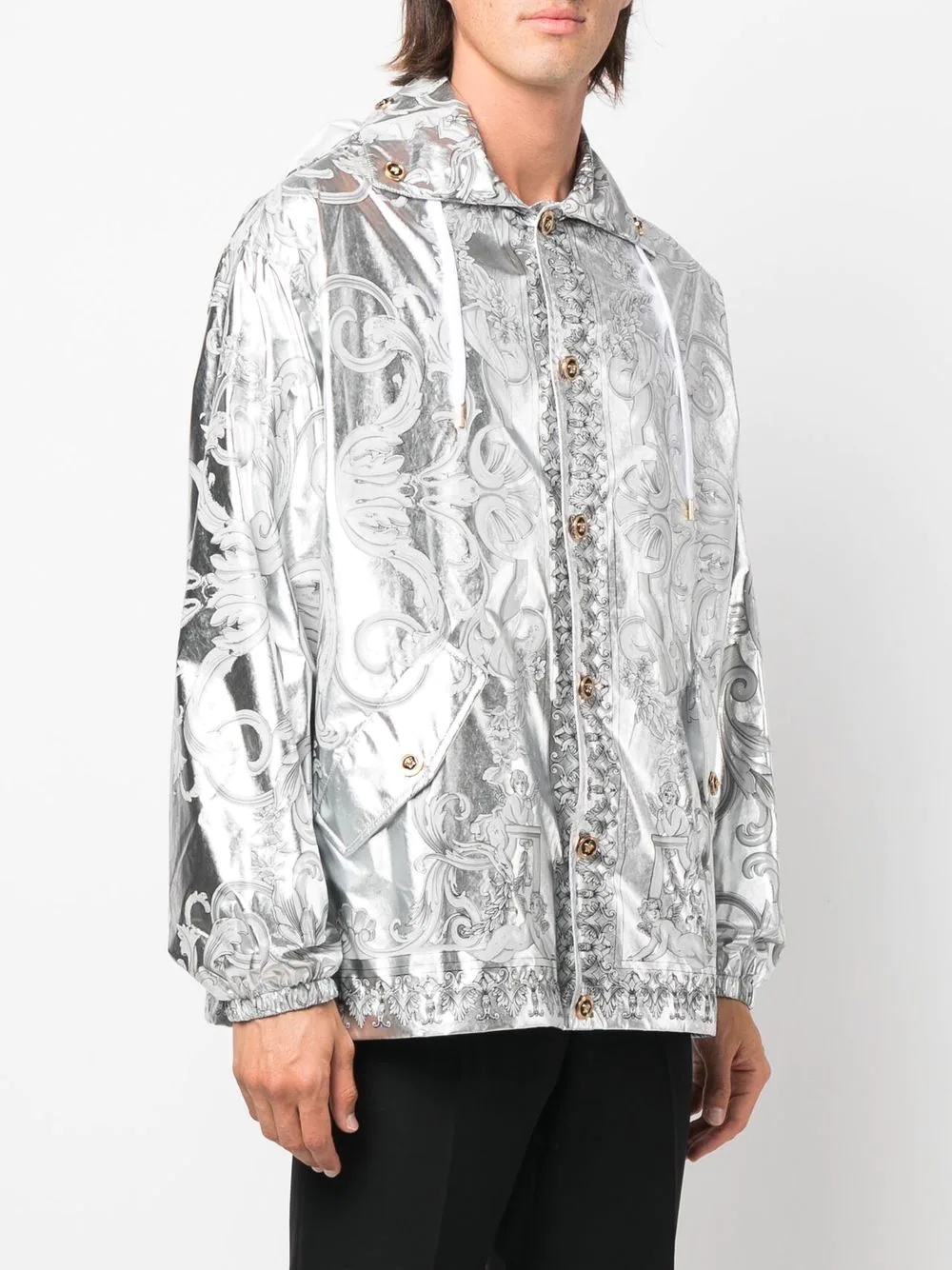 Barocco-print hooded jacket - 3