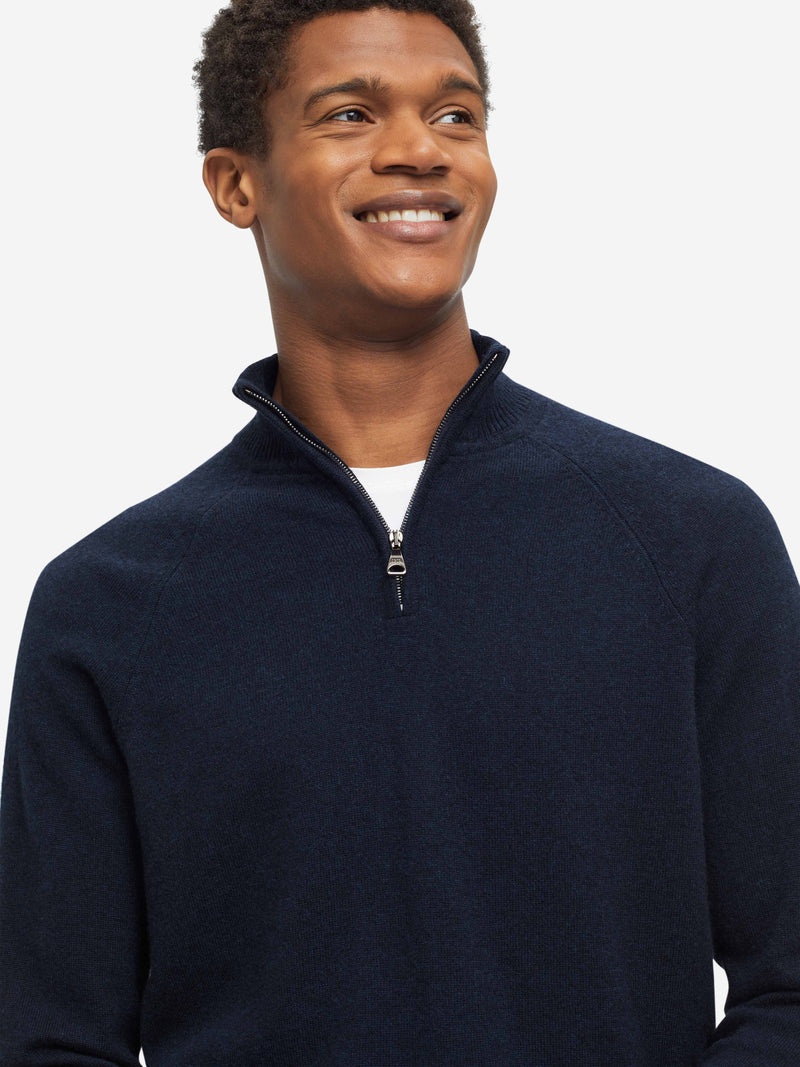 Men's Half-Zip Sweater Finley Cashmere Navy - 4