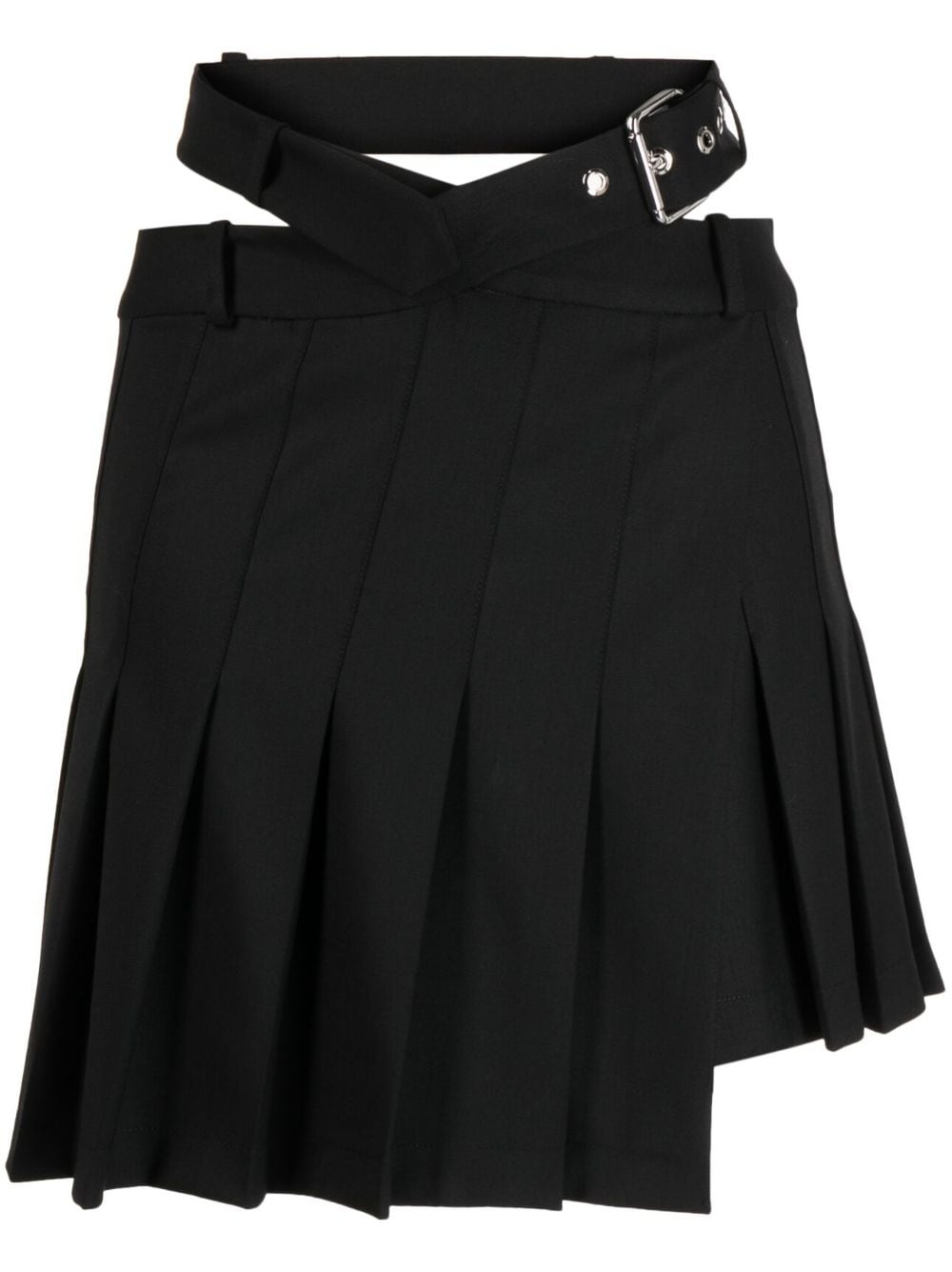 pleated asymmetric mini skirt - 1