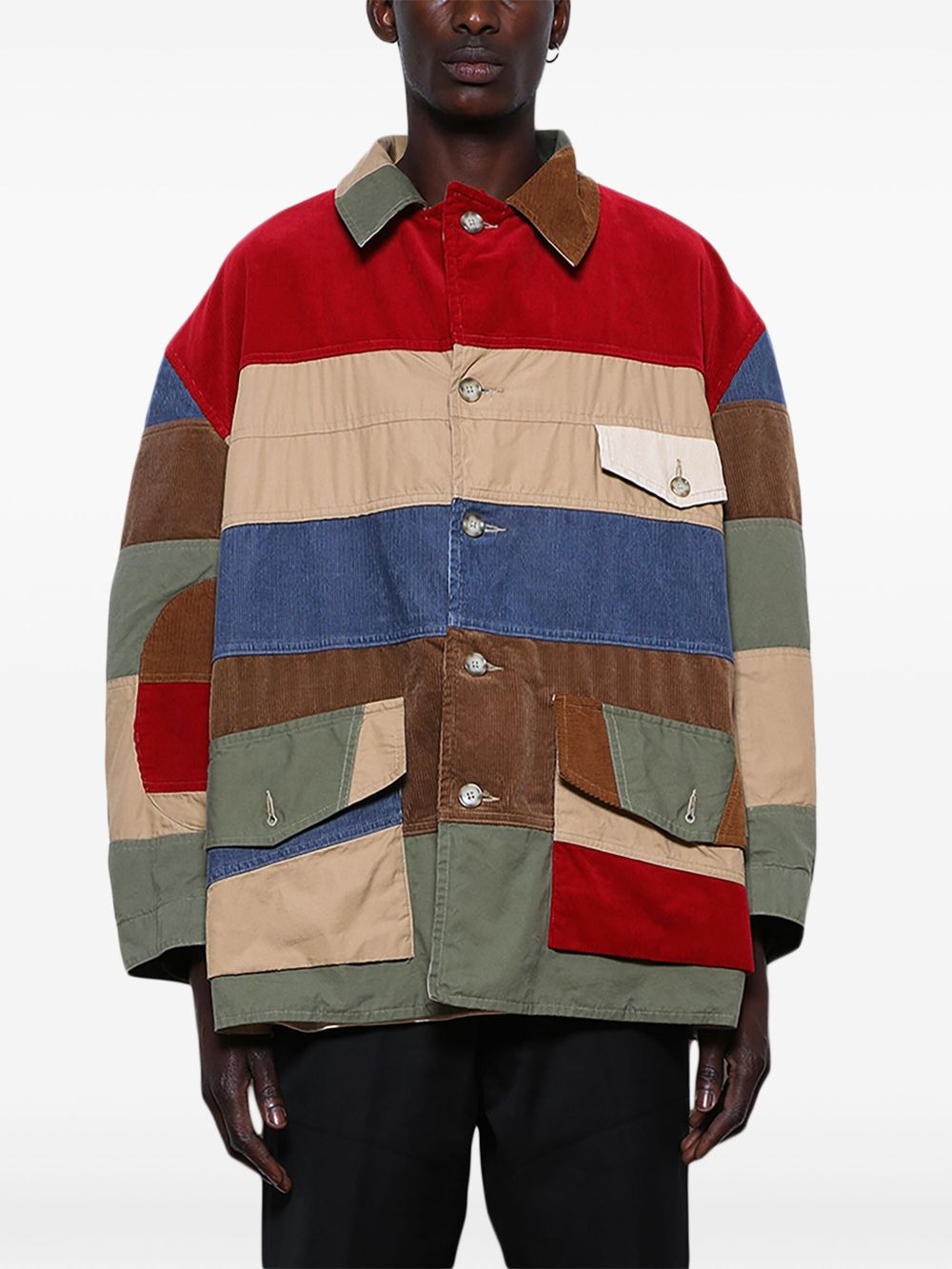 patchwork-design shirt jacket - 3