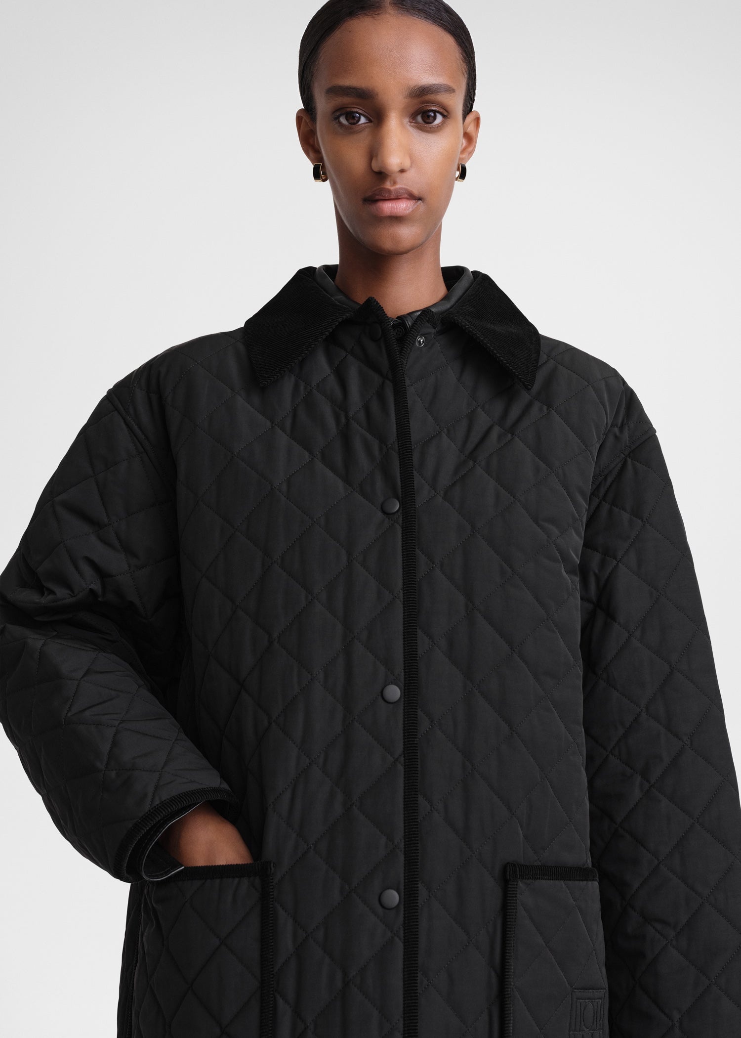 Quilted barn jacket black - 5