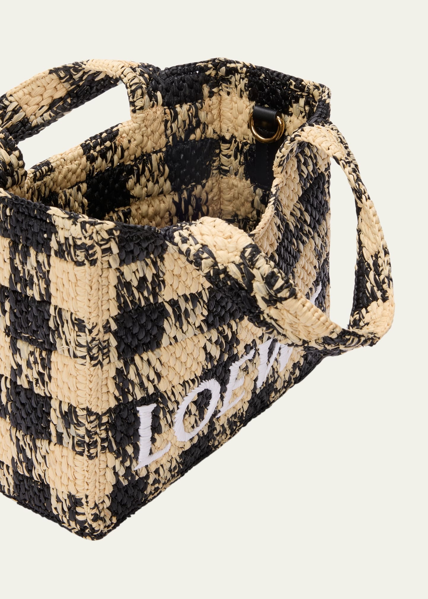 Mini Logo Tote Bag in Gingham Raffia - 4